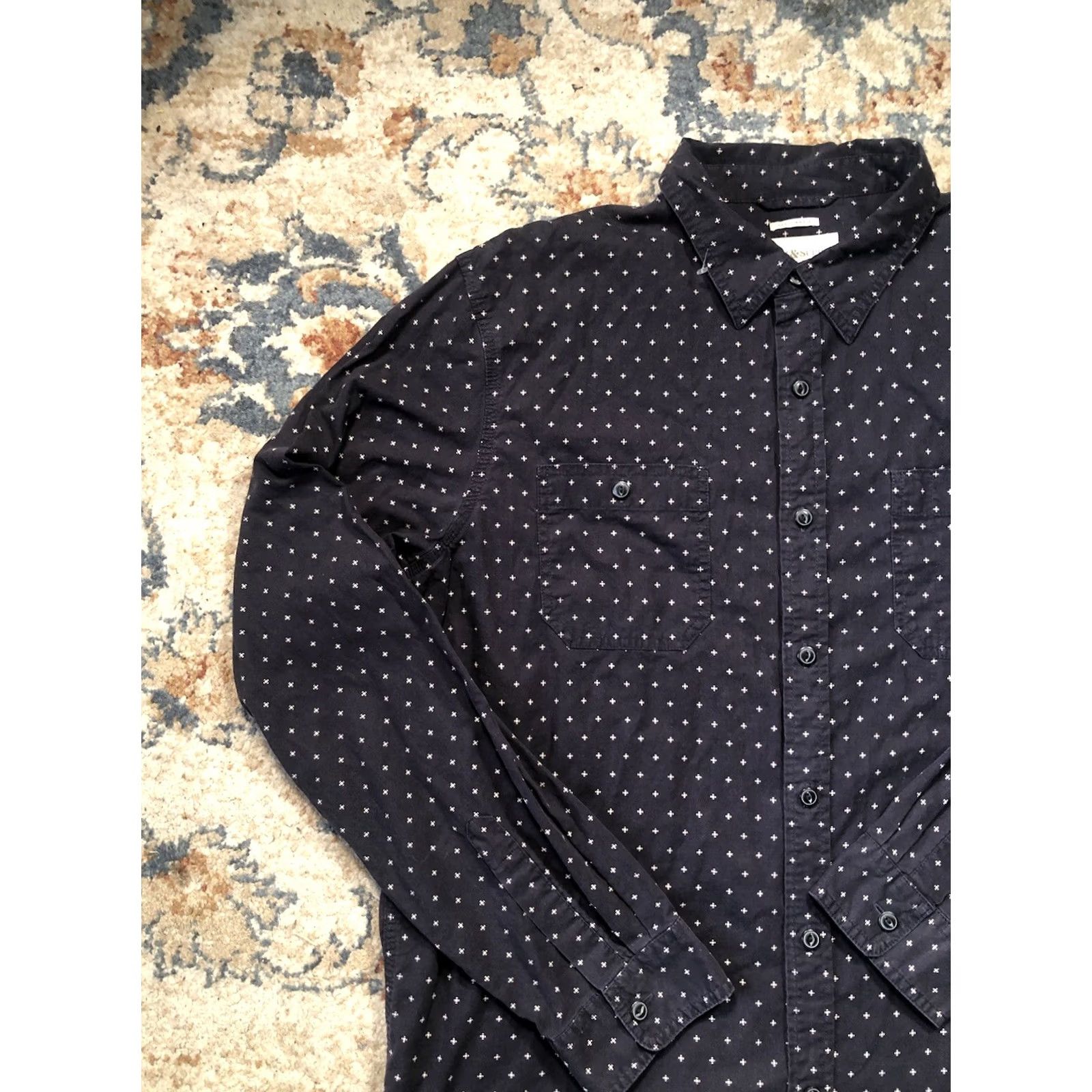 Ralph Lauren VINTAGE Denim & Supply Ralph Lauren Shirt Mens 2XL Blue Diamond Argyle Button-Up Pockets Embroidered Long Sleeve Knit Cotton Size US XXL / EU 58 / 5 - 3 Thumbnail