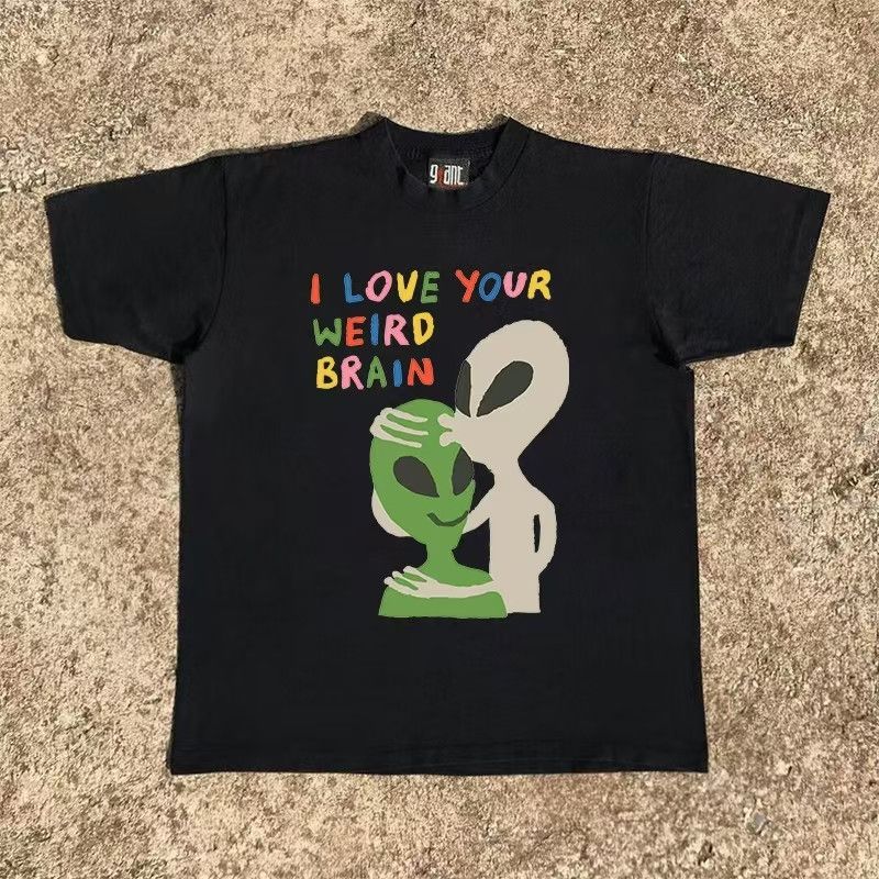 Japanese Brand × Vintage Black casual retro alien print loose t-shirt Size US M / EU 48-50 / 2 - 1 Thumbnail