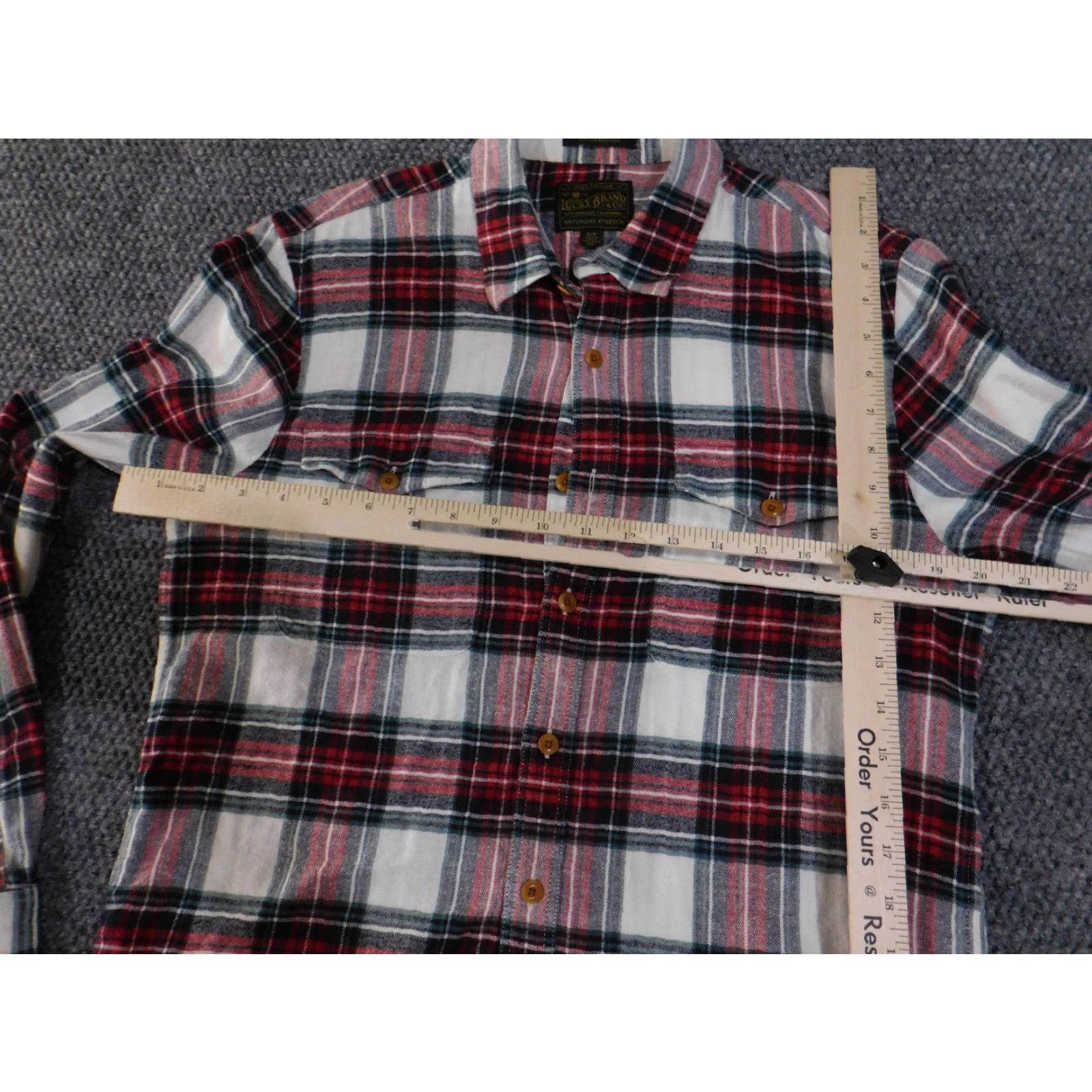 Lucky Brand Lucky Brand Shirt Mens Small Red Black Plaid Flannel Untucked Saturday Stretch Pocket Long Sleeve Button-Up Size US S / EU 44-46 / 1 - 4 Thumbnail