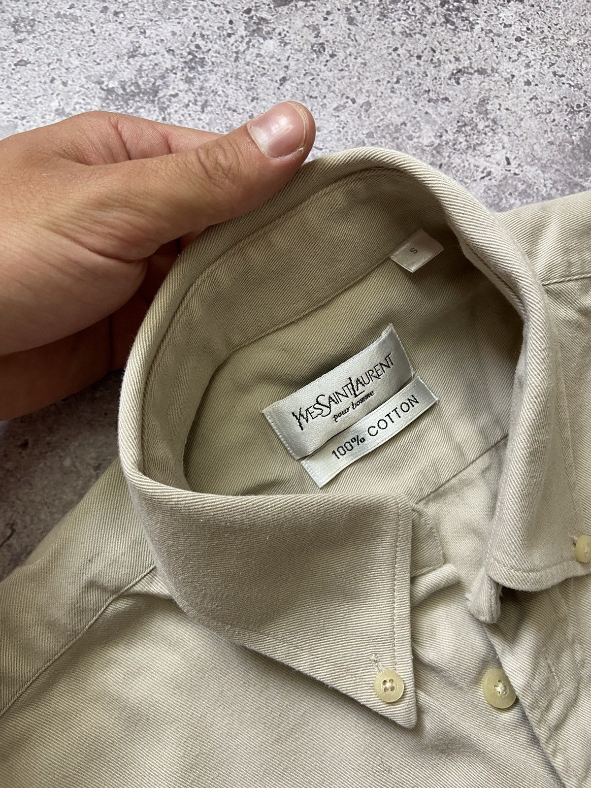 Vintage Cotton YSL Shirt Beige Size US S / EU 44-46 / 1 - 3 Thumbnail