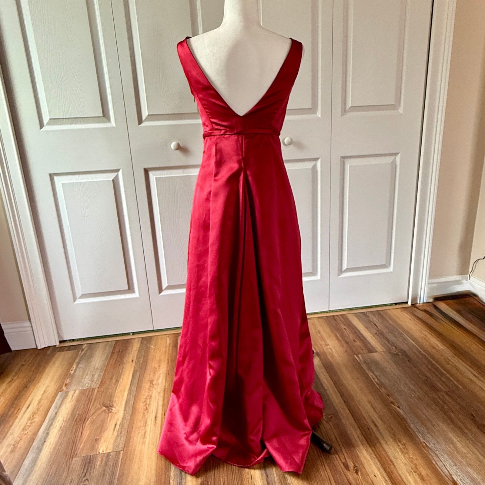 VTG 90s After Six Satin Formal Gown V-back Fits Size 4