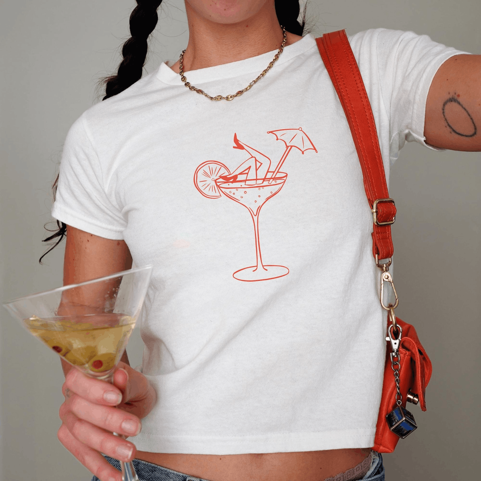Other Martini Baby Tee – Y2K Statement Shirt Size XS / US 0-2 / IT 36-38 - 2 Thumbnail