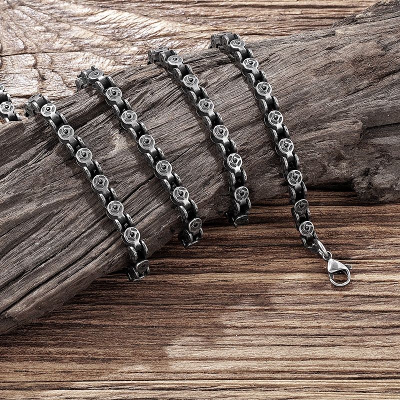 Jewelry 65cm Locomotive Punk Chain Stainless Steel Oxidized Necklace Size ONE SIZE - 4 Thumbnail