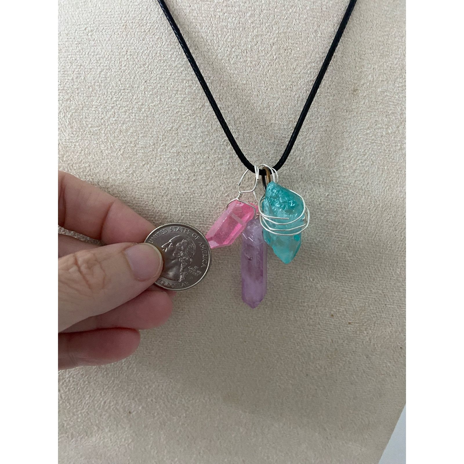 Handmade Colorful quartz crystals necklace Size ONE SIZE - 2 Thumbnail