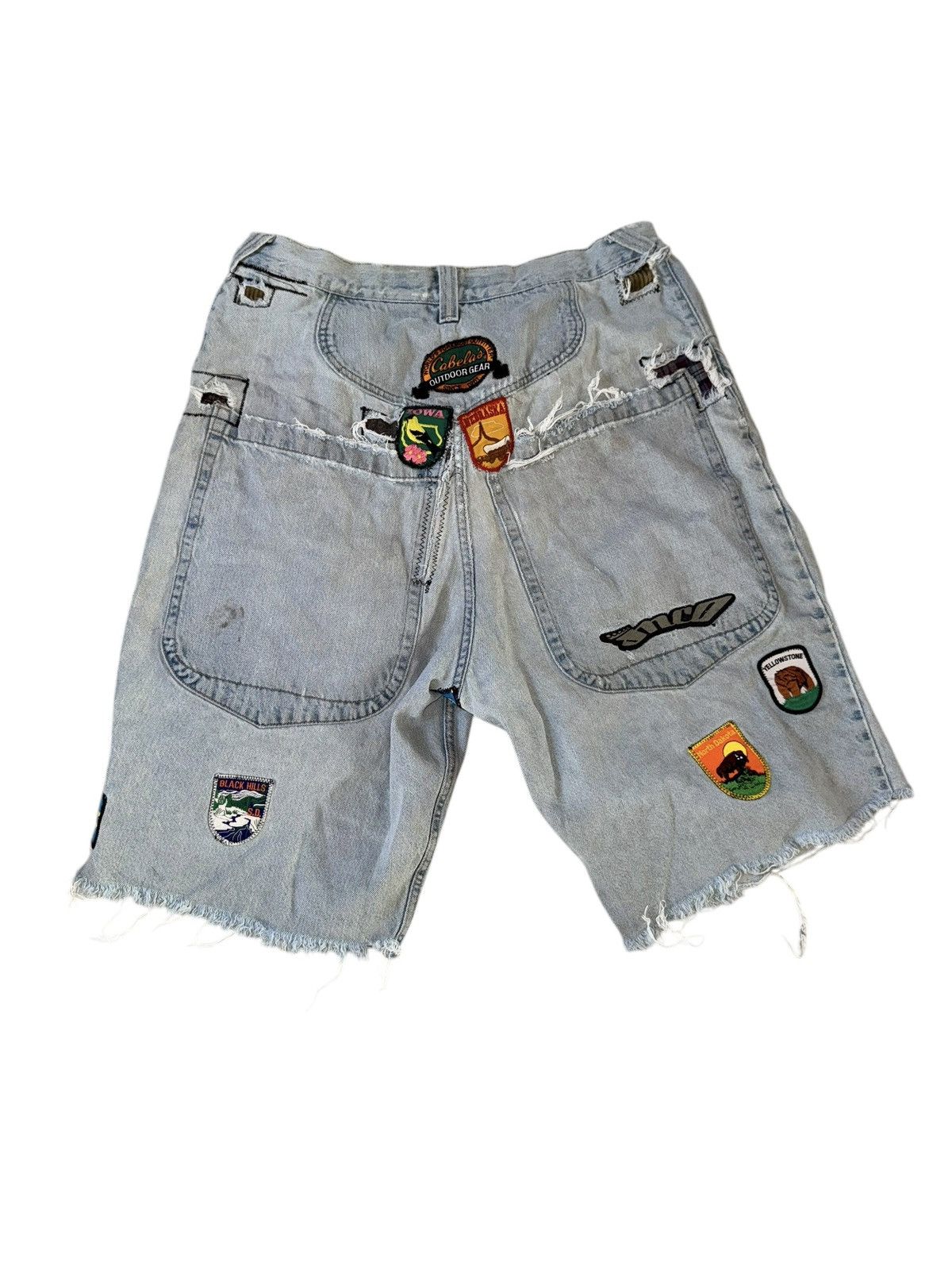 JNCO VTG 90s JNCO JEANS Shorts CRAZY PATCHWORK DISTRESSED BAGGY Size US 40 / EU 56 - 1 Thumbnail