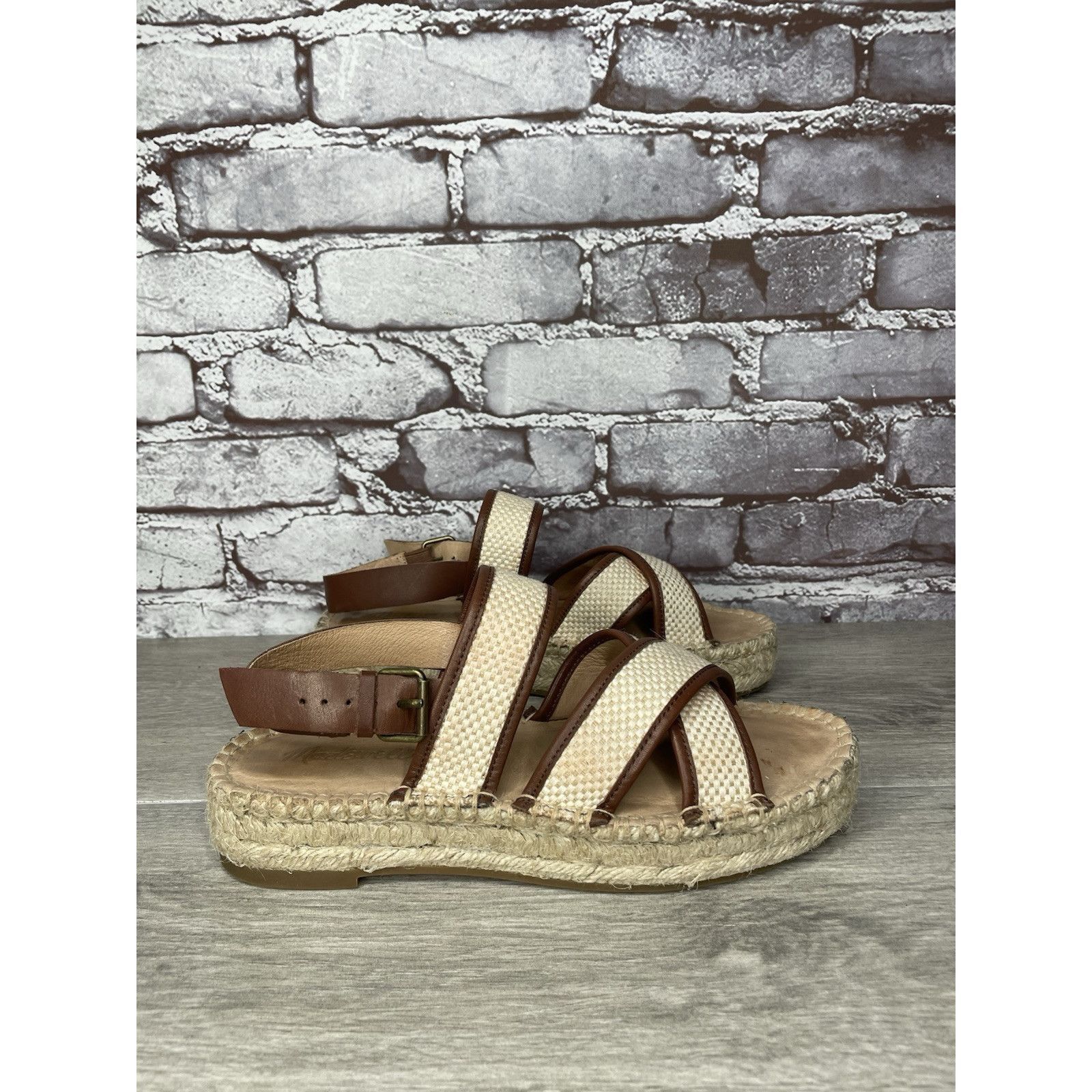 Madewell Madewell Julie Beige Brown Espadrille Slingback Strap Sandal Size US 7.5 / IT 37.5 - 1 Thumbnail