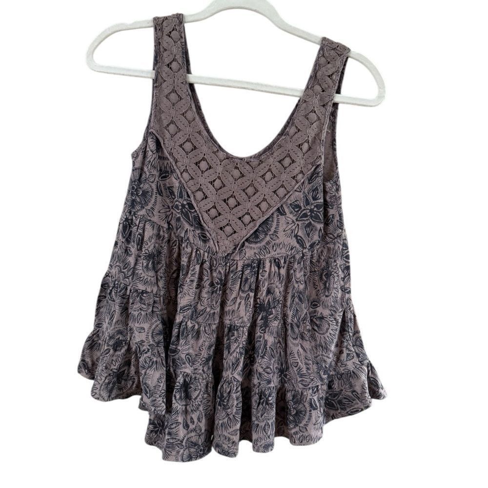 Free People Free People Gray Asymmetrical Embellished Tank Top Size XS / US 0-2 / IT 36-38 - 2 Thumbnail
