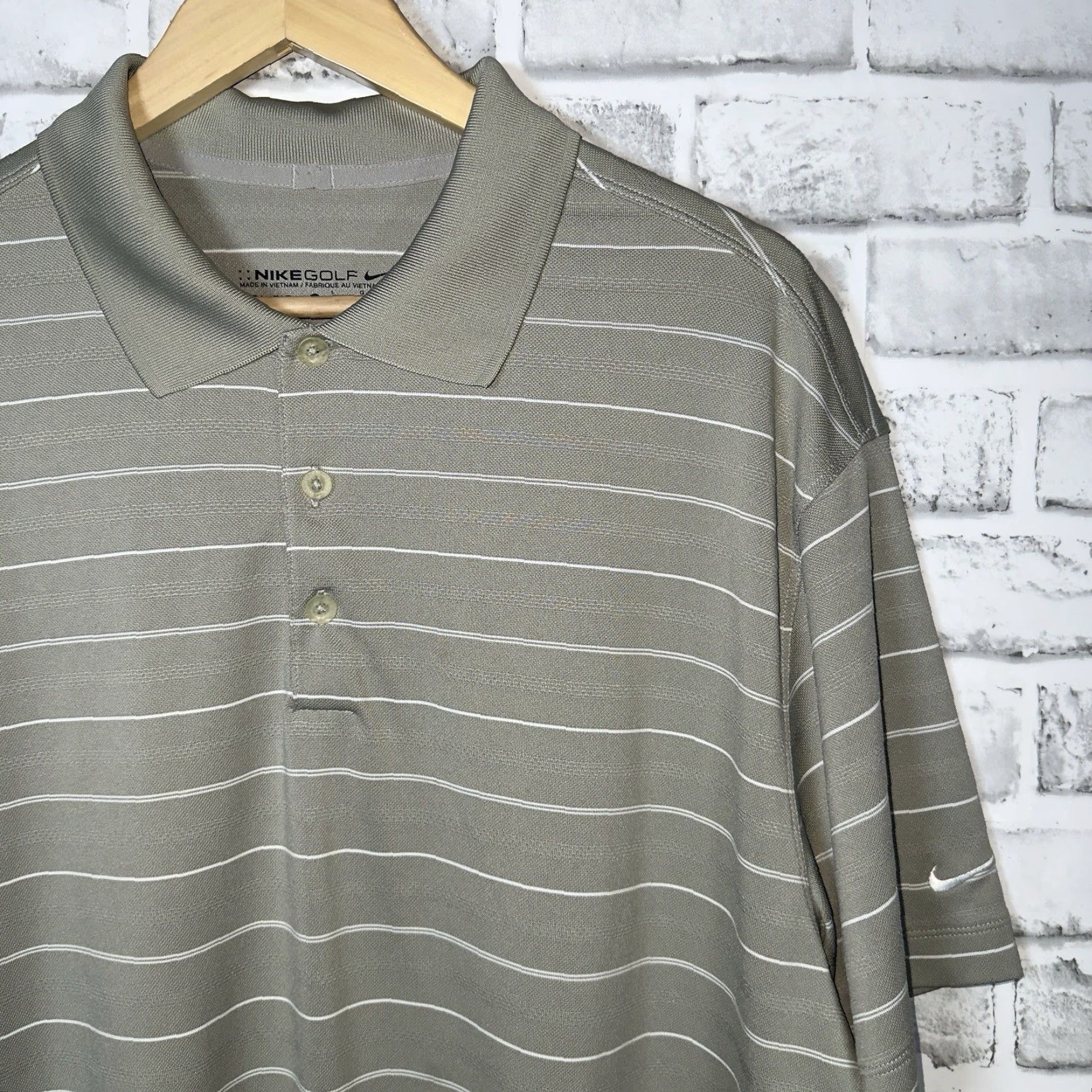 Nike Nike Polo Shirt Golf Dri-Fit Athletic Striped Mens Size L Size US L / EU 52-54 / 3 - 2 Thumbnail