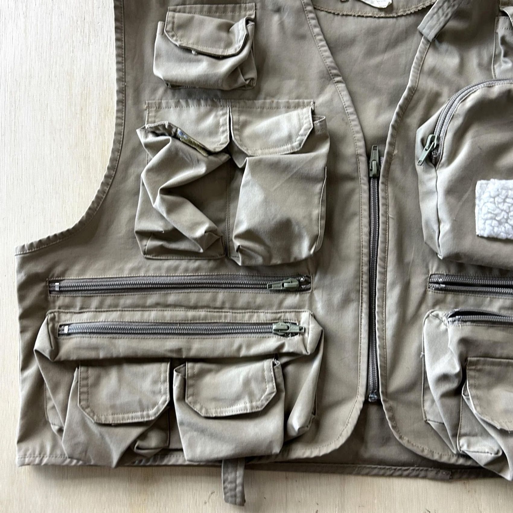 Vintage Woodfield Vest Mens XL Beige Canvas Full Zip Utility Outdoor Fishing Vest Size US XL / EU 56 / 4 - 3 Thumbnail