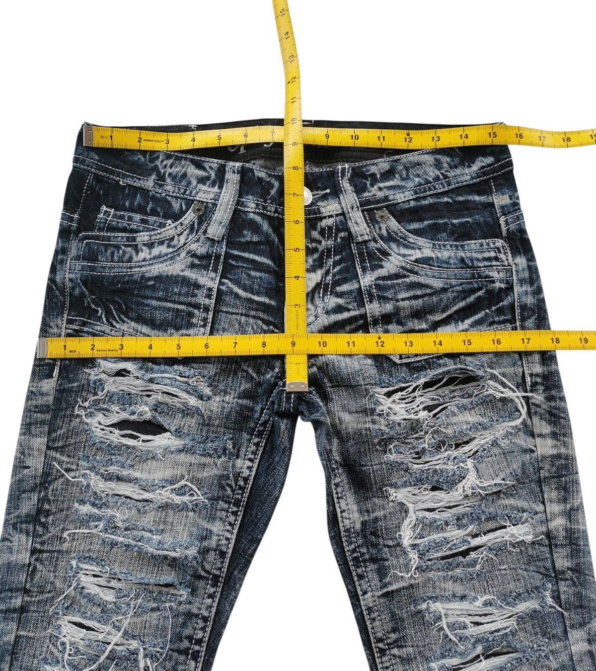 Theory Spice Denim Punk Jeans Flared Bootcuts Clawmark Whisker Boro Size 31" - 9 Thumbnail