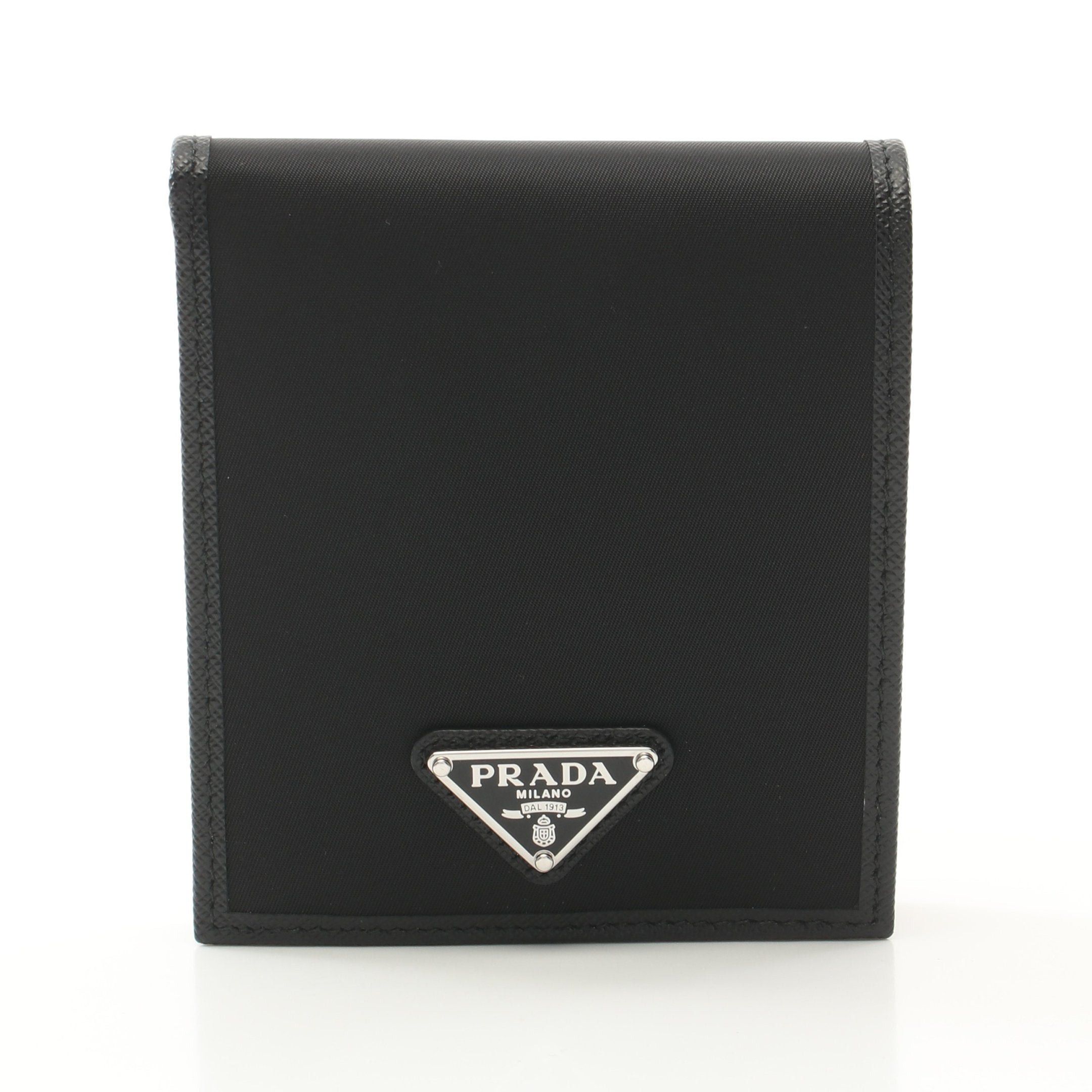 Prada Prada - Trifold Wallet Leather Black Saffiano Triangle Logo