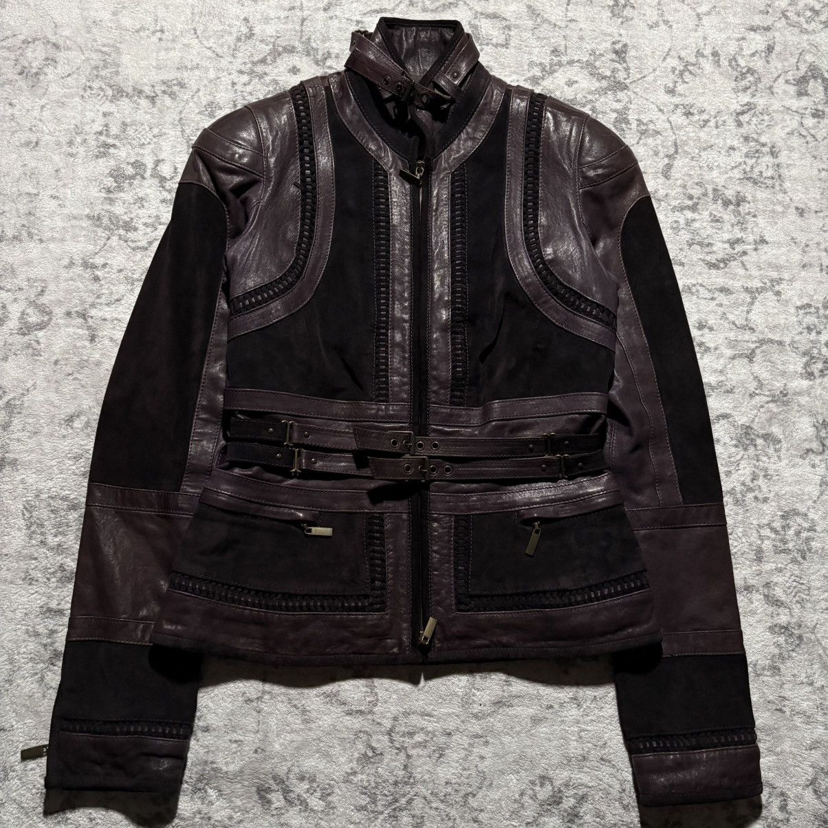Roberto Cavalli AW08 Belted Soldier Leather Jacket Size 42