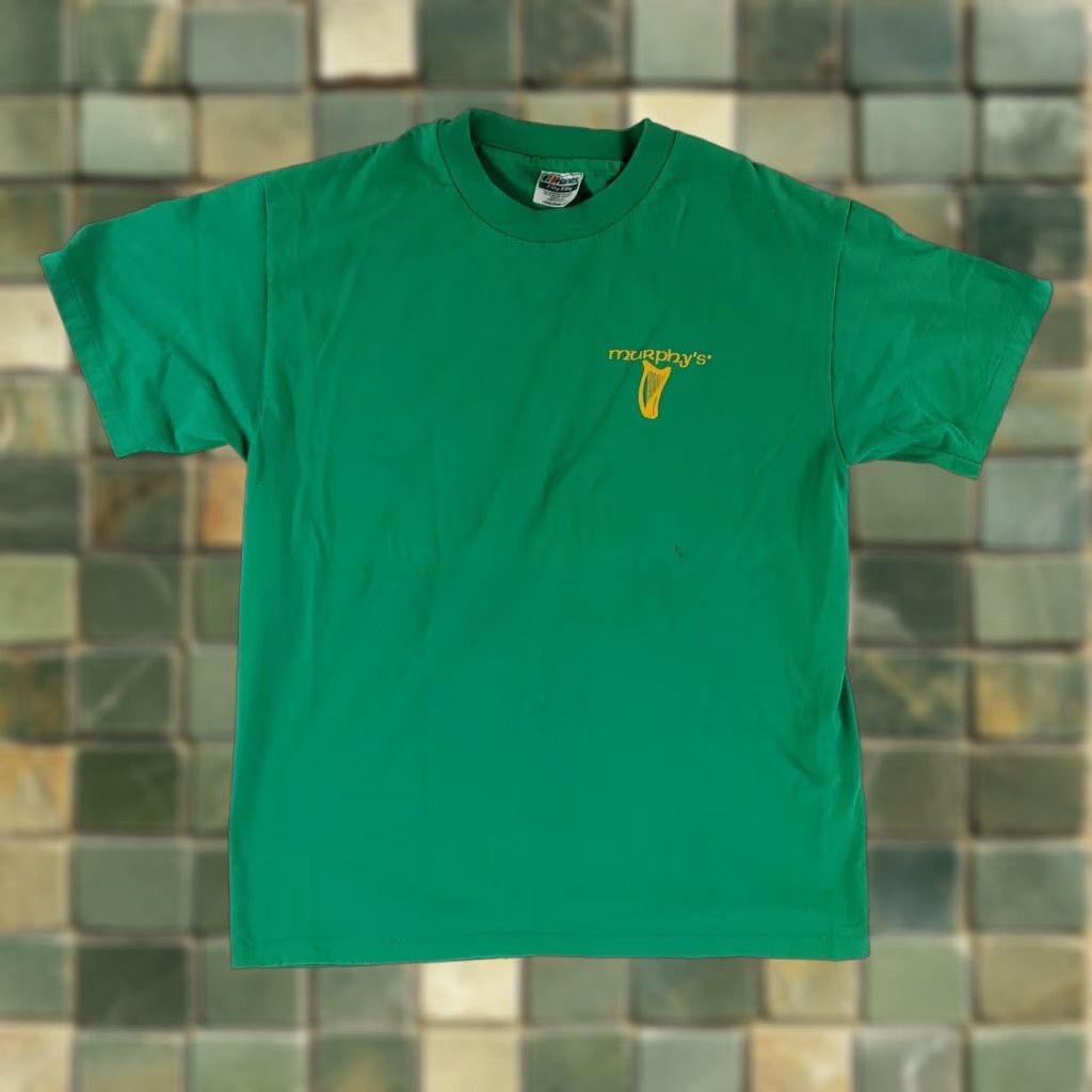 Hanes VINTAGE Murphy's T Shirt Green St Patricks Day 90s Made USA Single Stitch Mens L Crew Neck Shirt Size US L / EU 52-54 / 3 - 1 Thumbnail