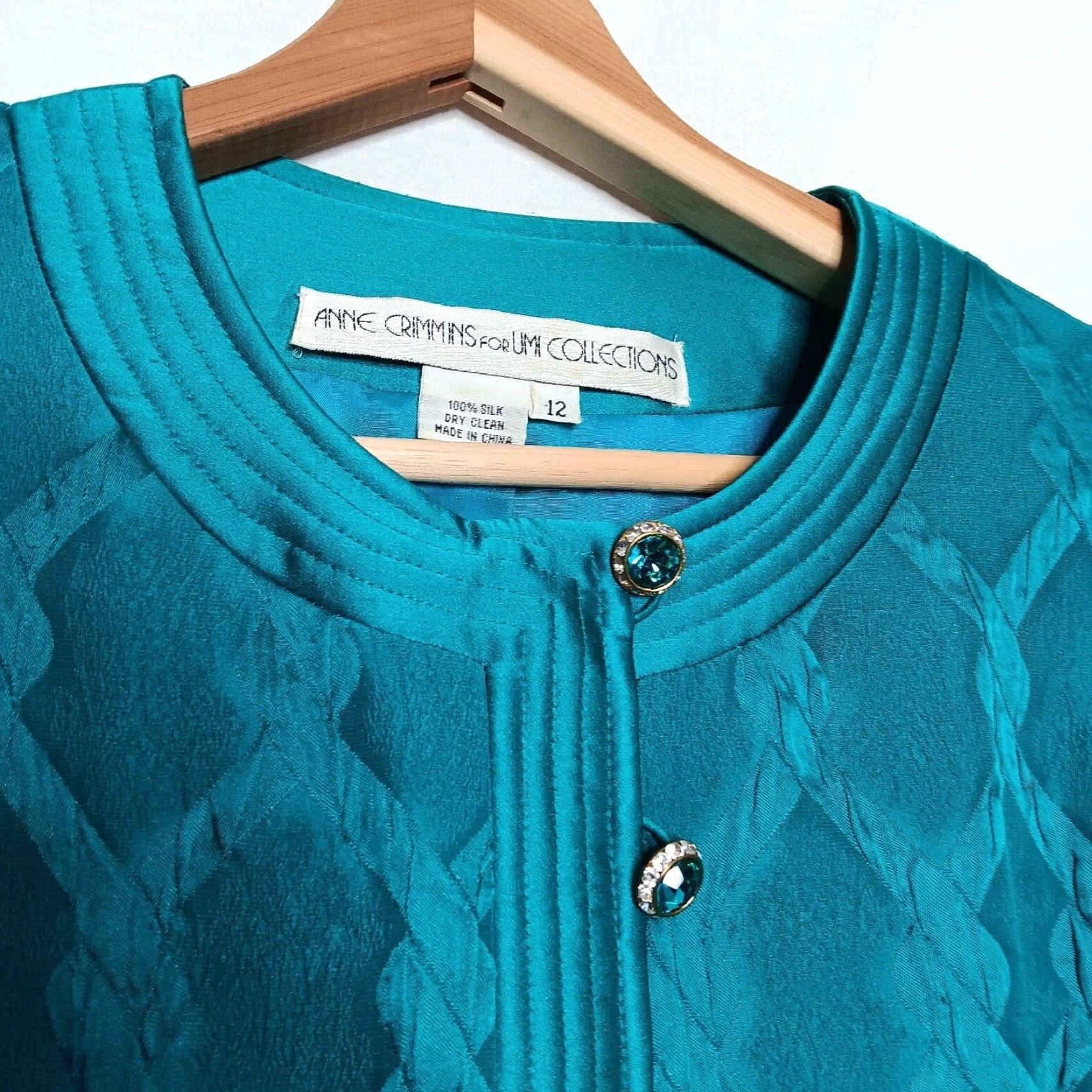 Vintage VINTAGE Anne Crimmins Umi Collections Skirt Suit Teal Silk 2 Piece Set Jacket, Skirt Womens Size 34" / US 12 / IT 48 - 7 Thumbnail