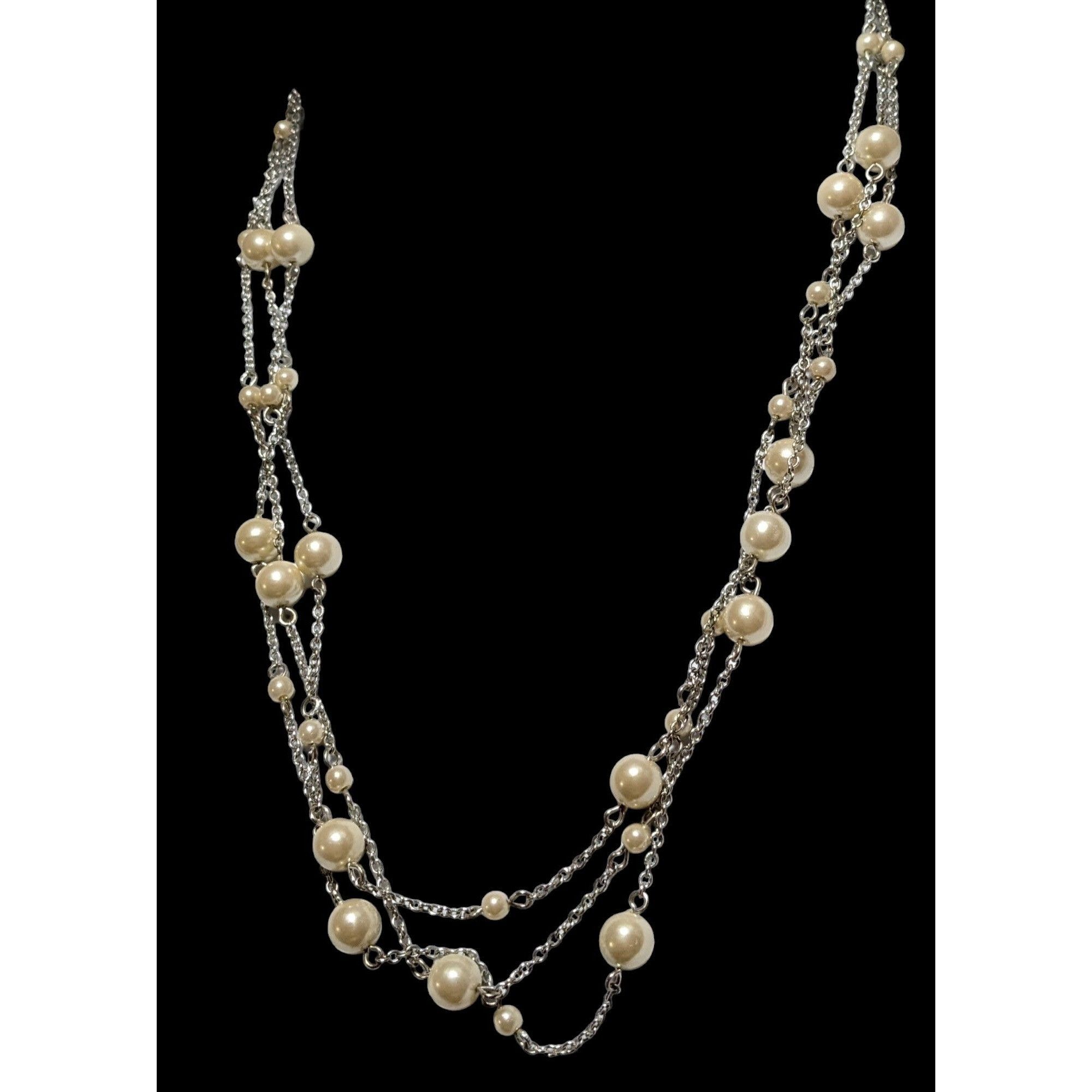 Chaps Chaps Multilayer Chain Pearl Necklace Size ONE SIZE - 11 Thumbnail