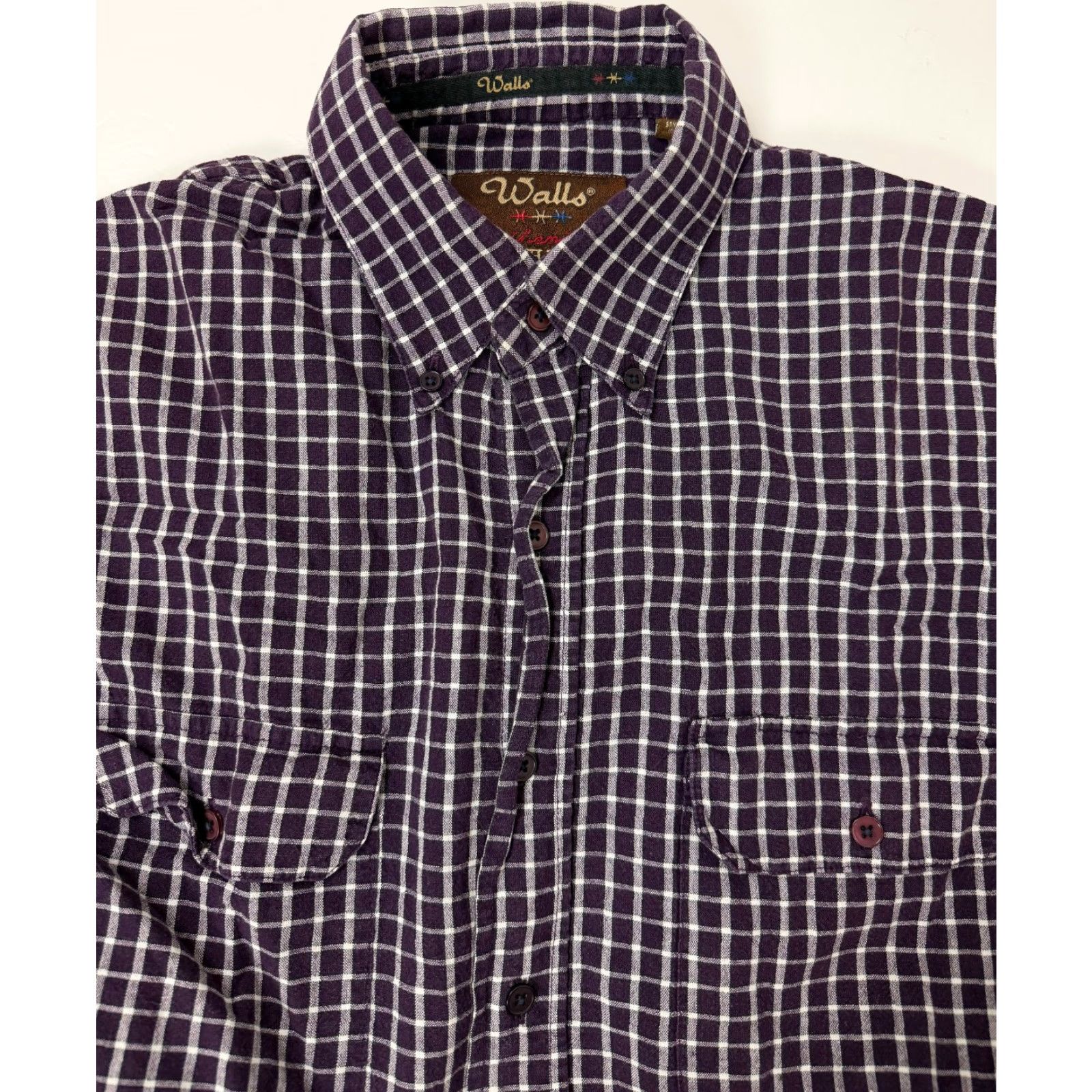 Walls VINTAGE Walls Ranch Wear Shirt Men Medium Button-Down Purple Check Western Cowboy Cotton Fashion Shirt Size US M / EU 48-50 / 2 - 2 Thumbnail