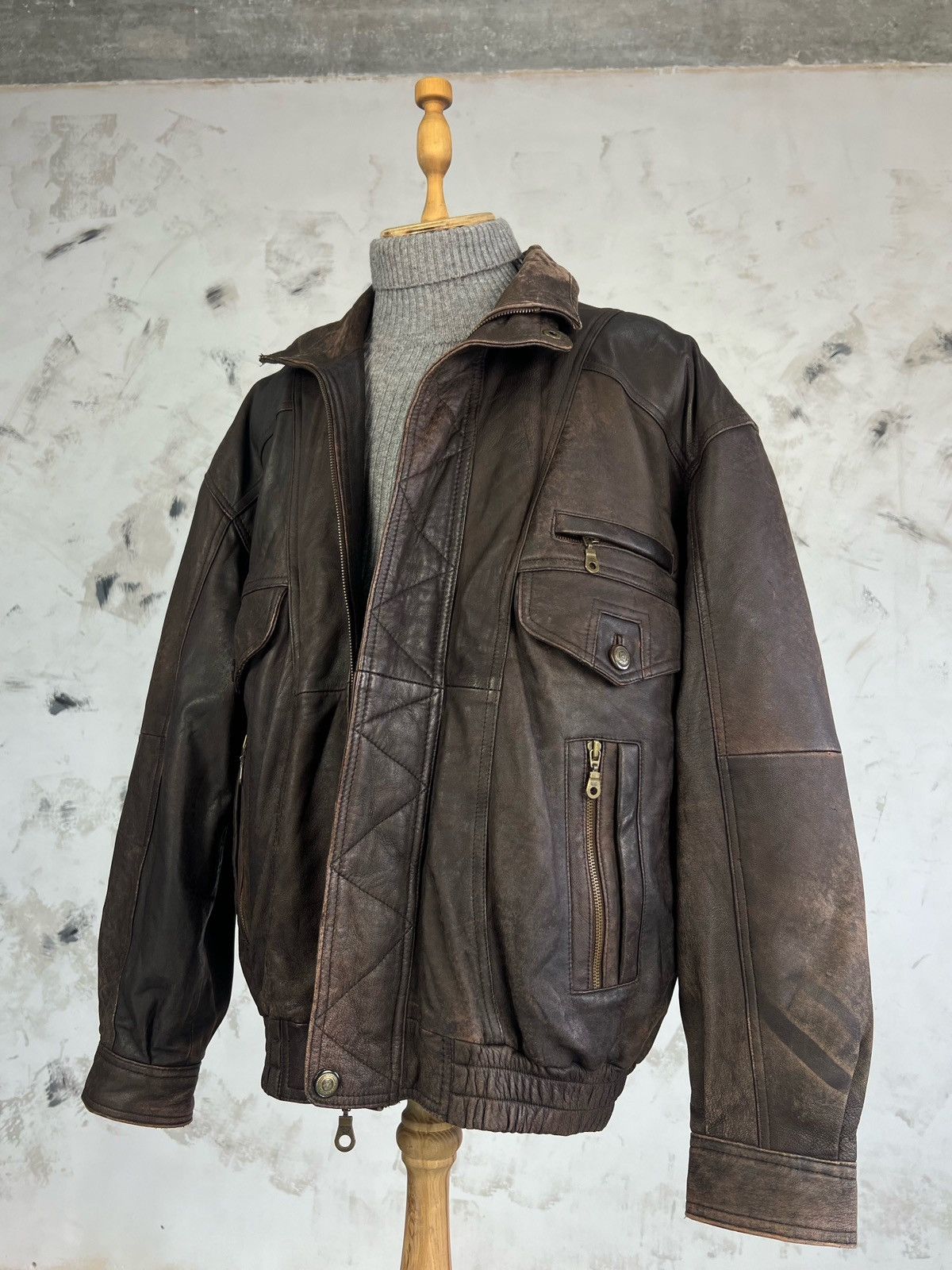 image of Vintage Adam Rudolph Leather Bomber Jacket Size 54 L - XL in Brown, Men's