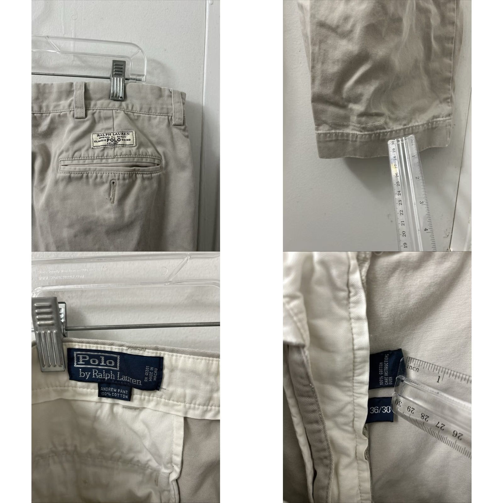 Polo Ralph Lauren VINTAGE Polo Ralph Lauren Andrew Pants Mens 36x28 Tan Pleated Chino Cotton Trousers Size US M / EU 48-50 / 2 - 8 Thumbnail