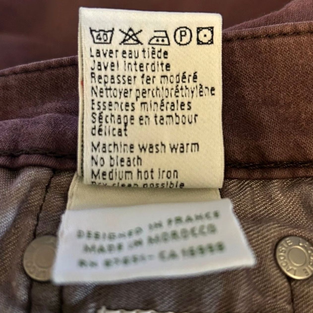 Lacoste Lacoste Jeans Mens Maroon Denim Mid Rise Straight Stretch 29x33 Regular 5-Pocket Design Cotton Spandex Machine Washable Pants Mens Size US 29 - 6 Thumbnail