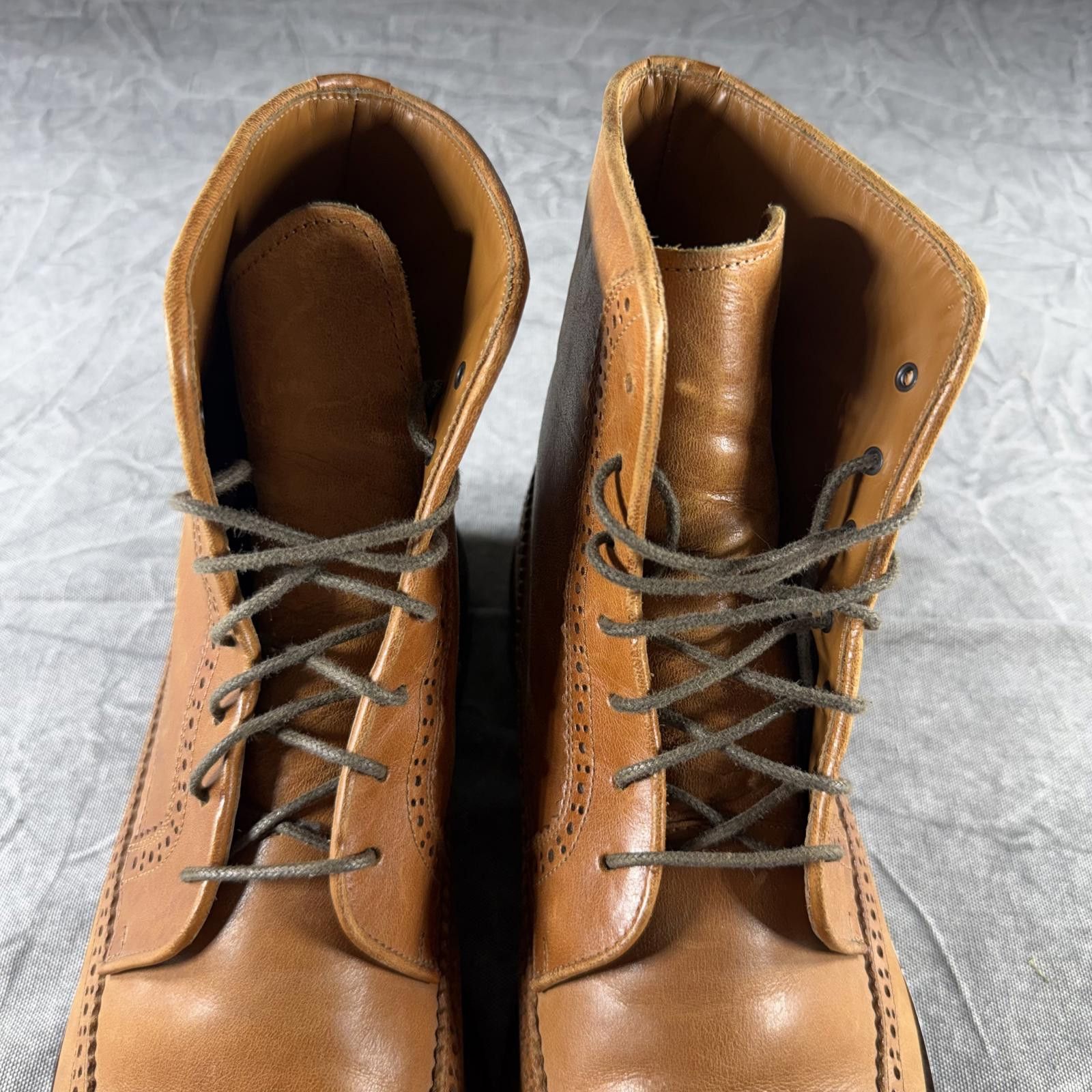 Unknown London Men's Classic Brown Leather Wingtip Boots Size US 9 / EU 42 - 3 Thumbnail