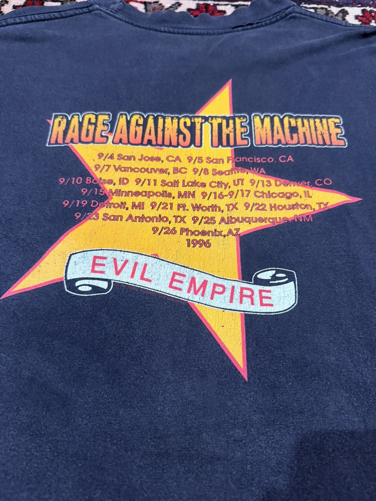 Rage Against The Machine Vintage 90s Sun faded RATM 1996 Evil Empire Tour Band Tee Size US L / EU 52-54 / 3 - 3 Thumbnail