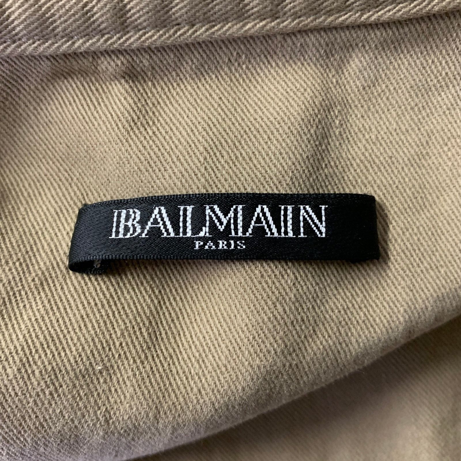 Balmain BALMAIN Size XL Khaki Arm Patch Cotton Band Collar Jacket Size US XL / EU 56 / 4 - 7 Thumbnail