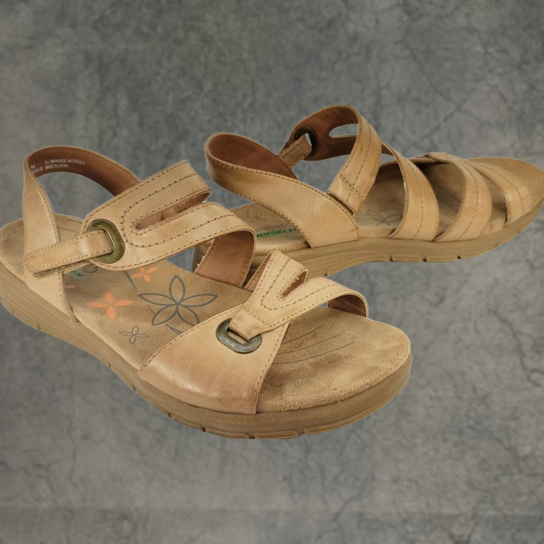 Vintage Baretraps Cindy Slingback Strappy Sandals Women’s 7.5M Tan Faux Leather Flats Size US 8 / IT 38 - 1 Thumbnail