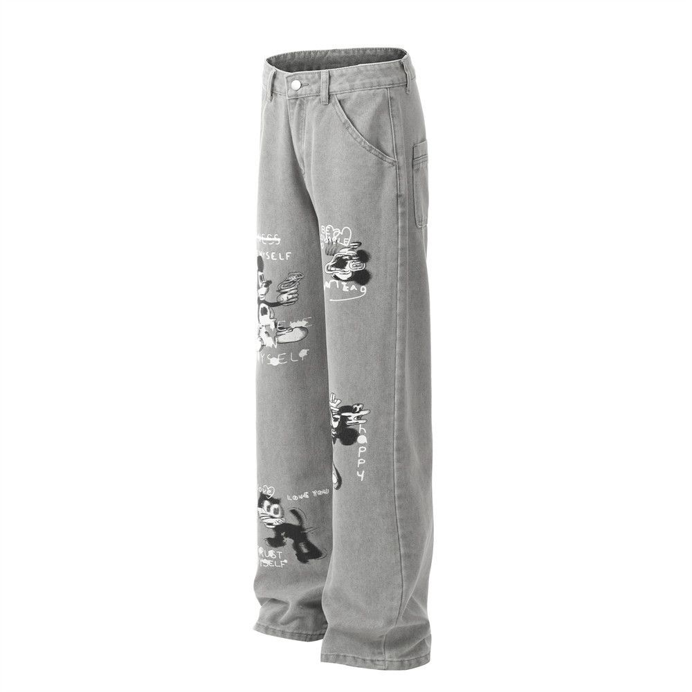 Japanese Brand × Jean High street loose versatile cartoon pattern printed jeans Size US 32 / EU 48 - 2 Thumbnail