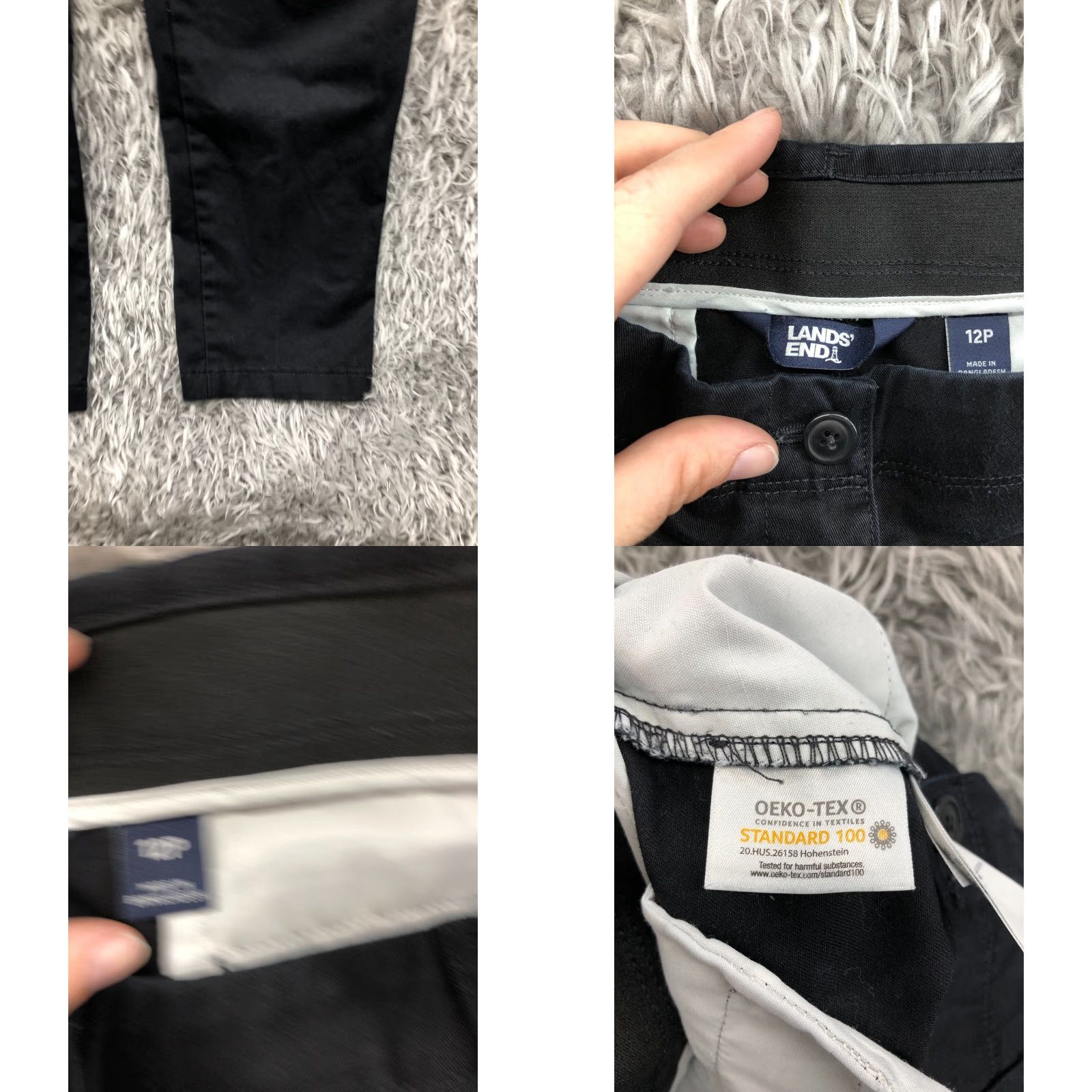 Lands' End Lands' End Chino Pants Womens 12P Petite Dark Wash Black/Blue Stretch Size 34" / US 12 / IT 48 - 8 Thumbnail