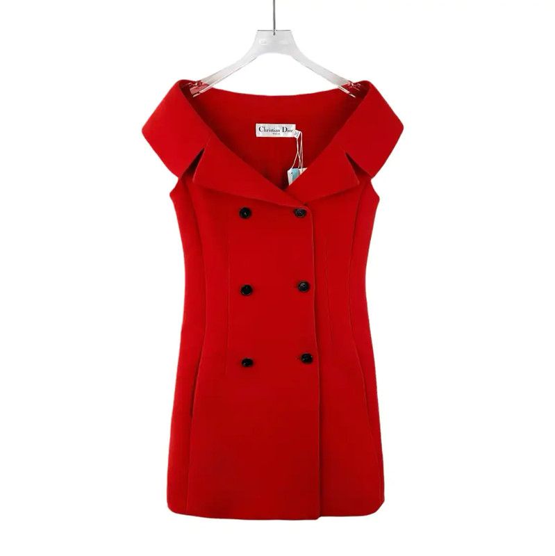 Dior Dior Red Wool Women's Dress 0089 Size S / US 4 / IT 40 - 1 Thumbnail