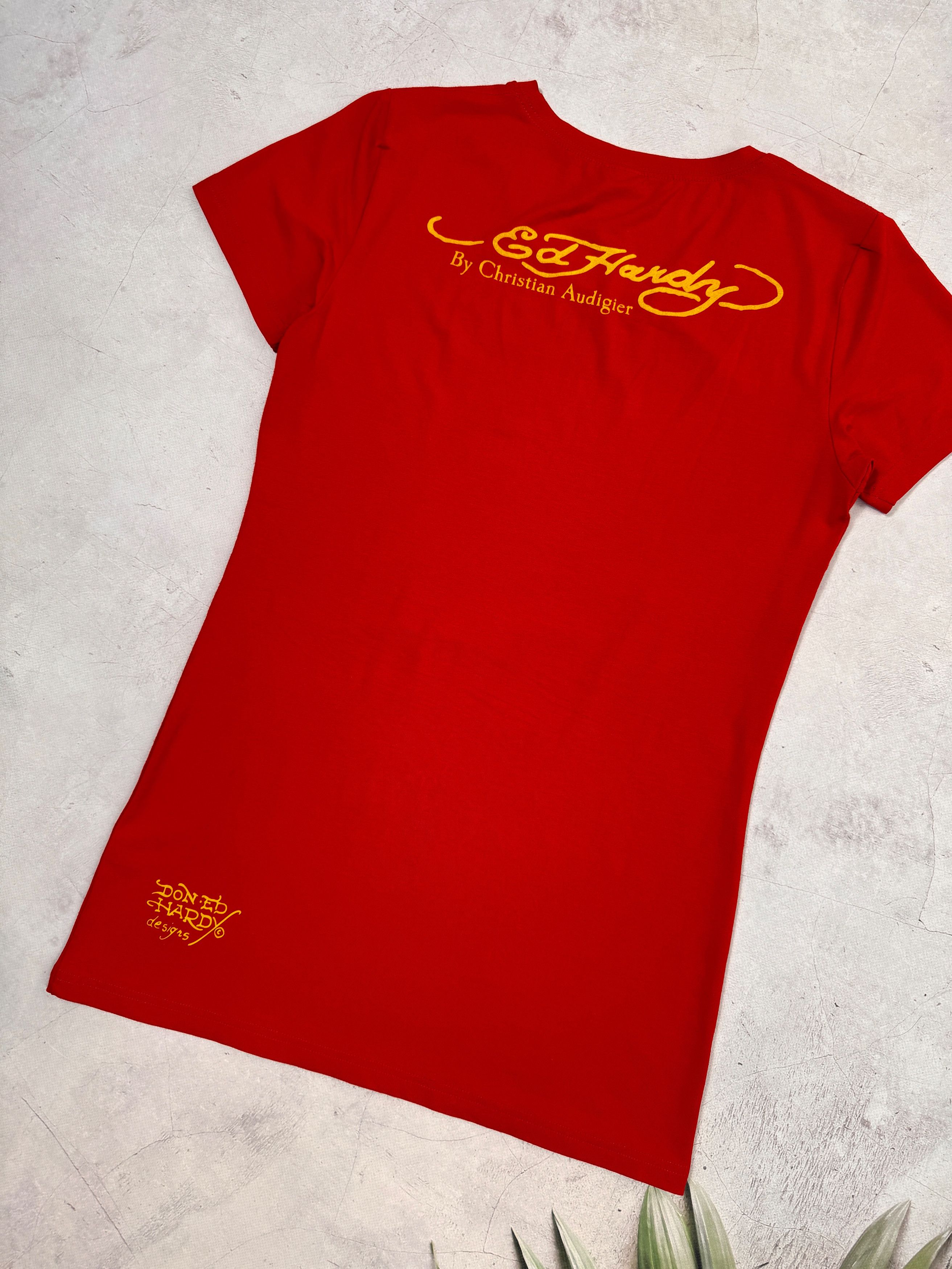 Christian Audigier × Ed Hardy Ed Hardy Mini Dress Tunica Golden Rose of Love Size M / US 6-8 / IT 42-44 - 16 Thumbnail