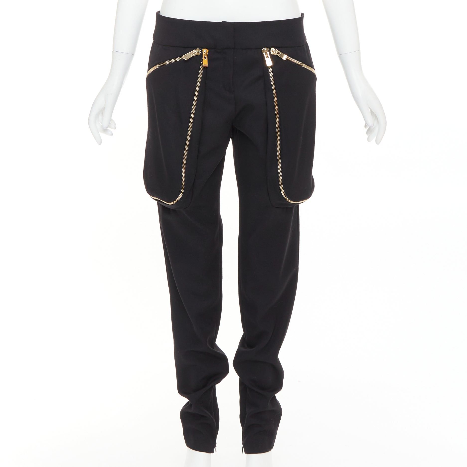 Alexandre Vauthier ALEXANDRE VAUTHIER COUTURE SS2016 Runway black gold zipper cargo pocket harem pants Size 26" / US 2 / IT 38 - 1 Thumbnail