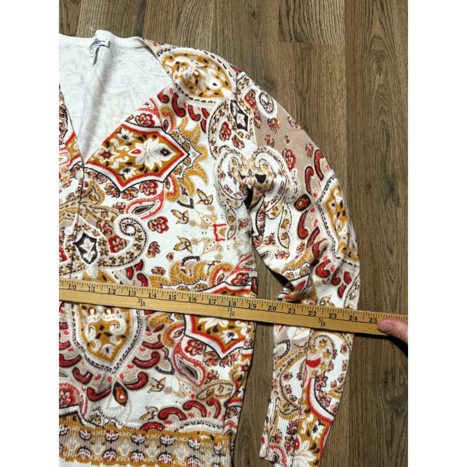 Croft & Barrow Croft & Barrow Sweater, Women's XL, Cardigan, Brown, Paisley, Button Up, Knit, Long Sleeve, Casual, Fall Winter Spring Summer, Regular, Beige? Size XL / US 12-14 / IT 48-50 - 6 Thumbnail