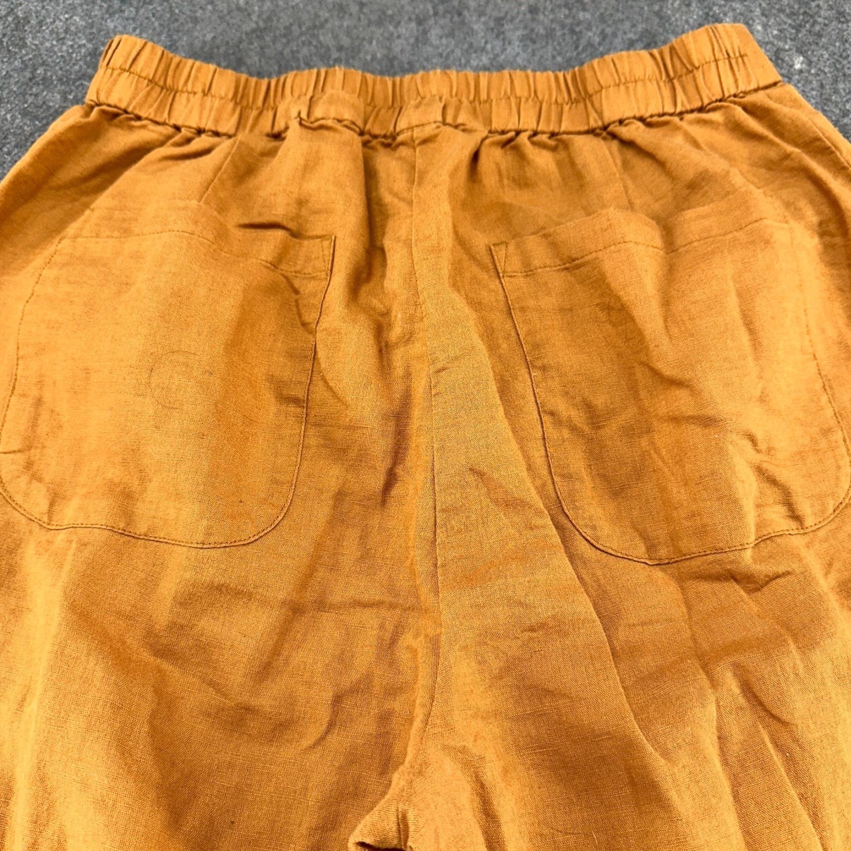 Vintage Grae Cove Pants Womens L Brown Elastic Waist Straight Leg Baggy Cotton Linen Size 30" / US 8 / IT 44 - 7 Thumbnail