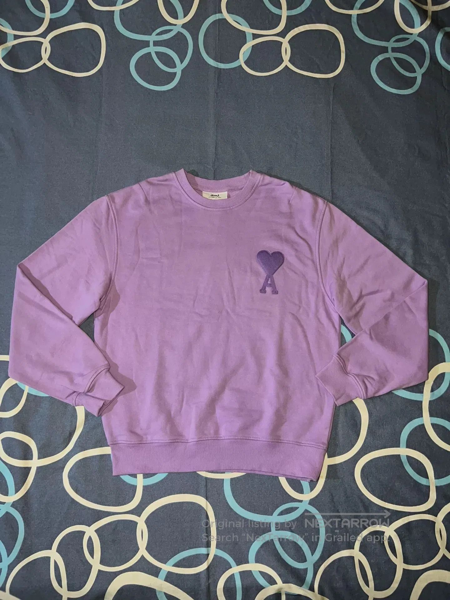 AMI ami Heart Embroidered Lavender Sweatshirt. Size L / US 10 / IT 46 - 1 Thumbnail
