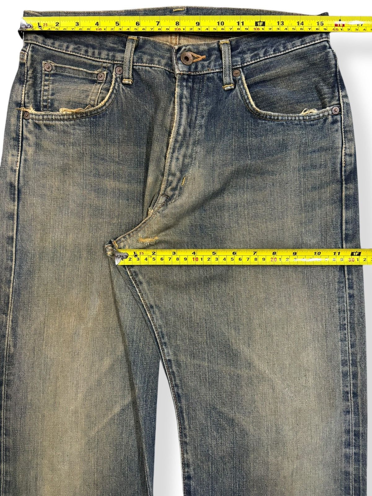 Edwin Vintage Edwin 505X Selvedge Mud Wash Baggy Frayed Leg Jeans Size US 30 / EU 46 - 17 Thumbnail
