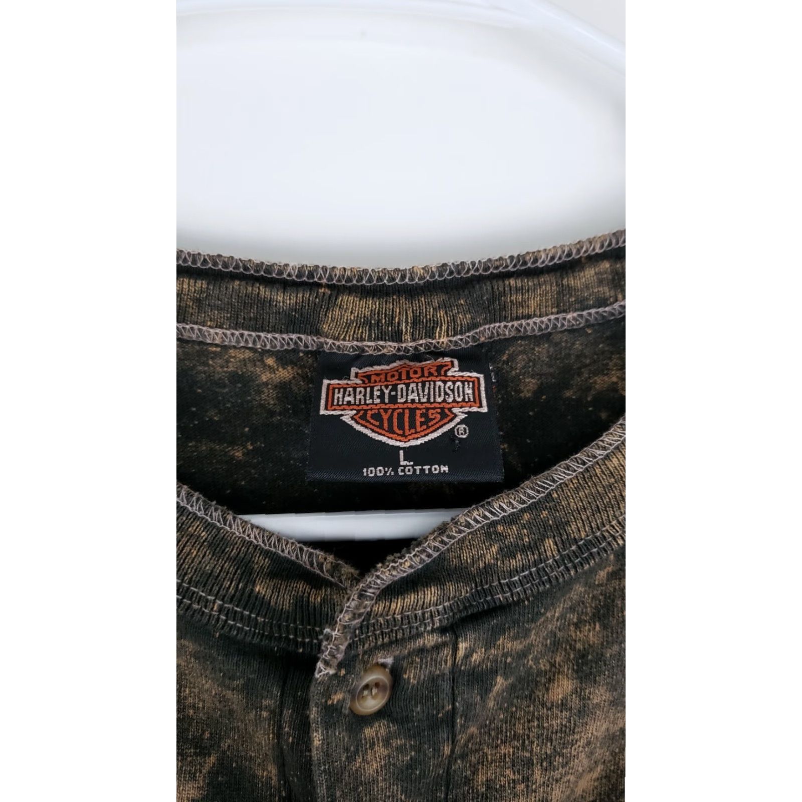 Harley Davidson VINTAGE Harley-Davidson Shirt Harley-Davidson Brown Henley T-Shirt Adult Large Mens L Brown Tie Dye Motorcycles Oklahoma City Size US L / EU 52-54 / 3 - 4 Thumbnail