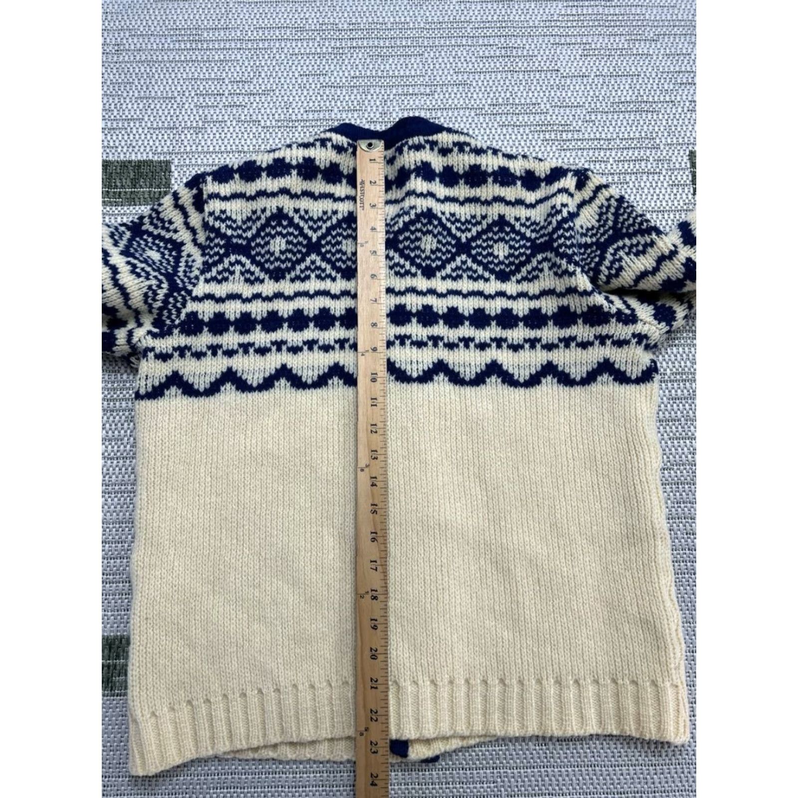 Vintage Vtg Fur Edeltraud Sweater Womens Large Yellow Blue Wool Knit Cardigan Size L / US 10 / IT 46 - 7 Thumbnail