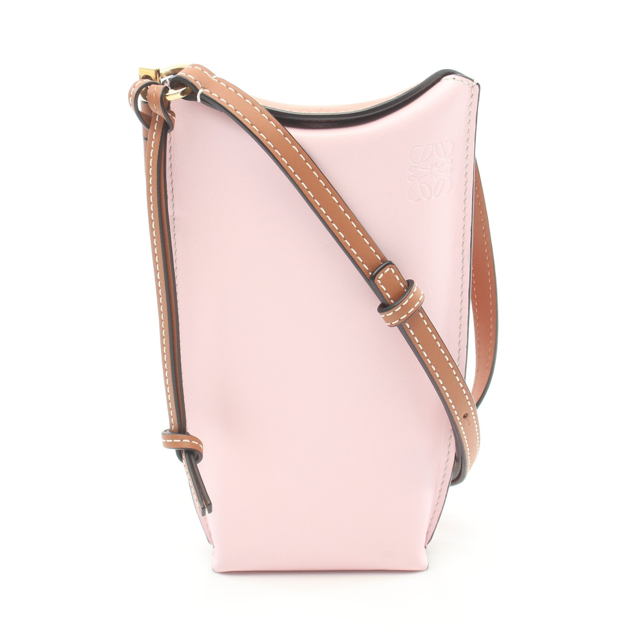 image of Loewe Gate Pocket Gate Pocket Shoulder Bag Leather Light Pink Orange Brown Light Brown, Women's