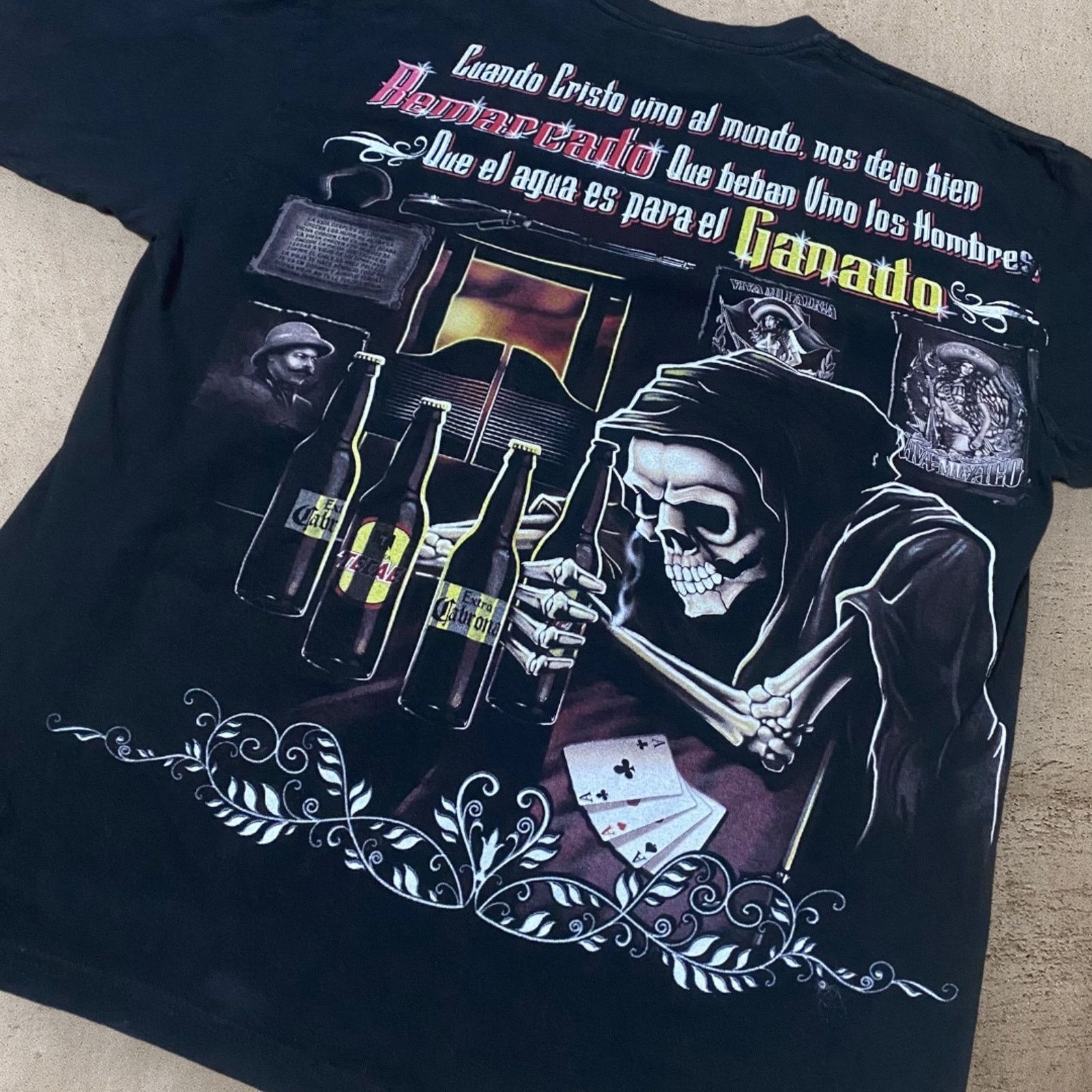 Vintage Vintage Santa Muerte Holy Dealth Grim Reaper Mexico T Shirt Size US XXL / EU 58 / 5 - 3 Thumbnail