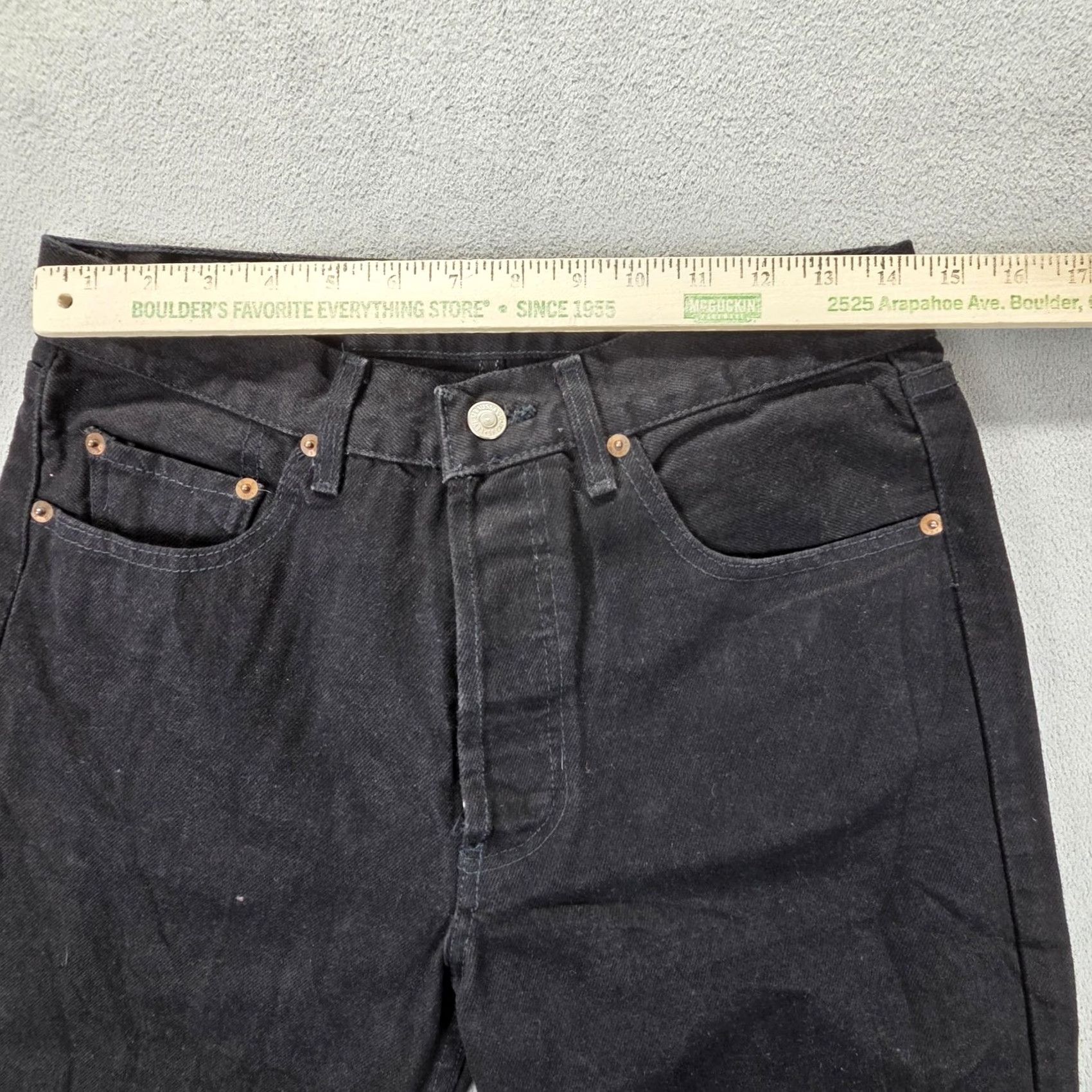 Levi's Levi's 501 Jeans Mens Black Straight USA Vintage 90s 28x29 Modified Fits 31 Inseam 34 Pockets Embroidered Denim Button Closure Mens Size US 31 - 3 Thumbnail