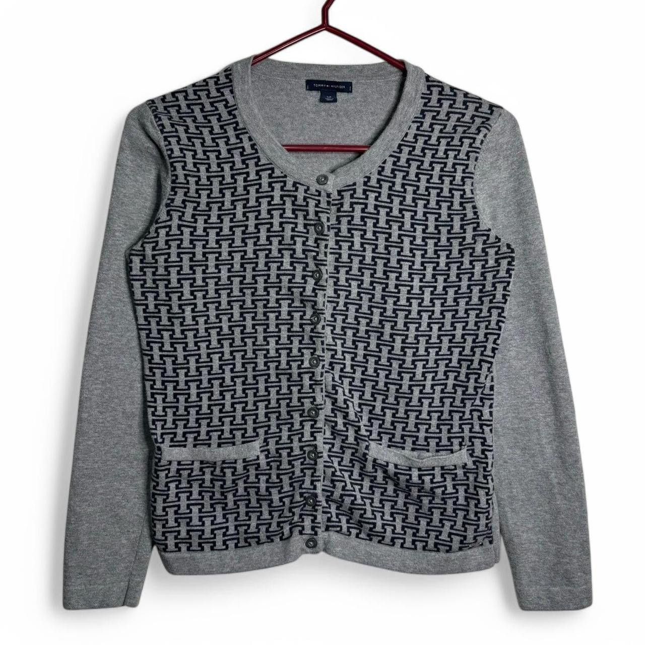 Tommy Hilfiger × Vintage Vintage Style Tommy Hilfiger Grey All Over Print Cardigan Size S / US 4 / IT 40 - 1 Thumbnail