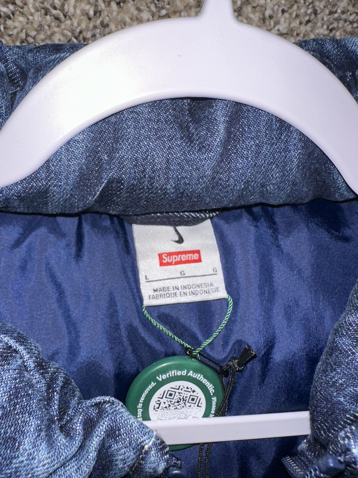 Nike × Supreme Supreme x Nike Denim Puffer Vest Size US L / EU 52-54 / 3 - 4 Thumbnail