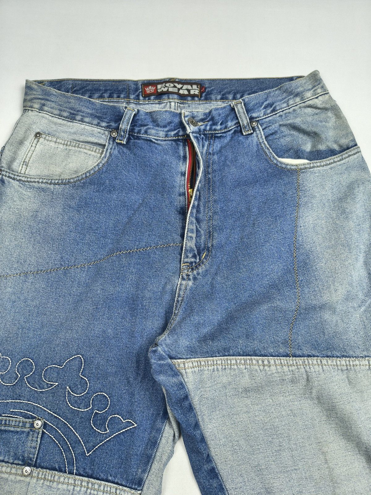Southpole Royal Wear Patchwork Jeans Crown Logo Y2K Baggy (058) Size US 34 / EU 50 - 8 Thumbnail