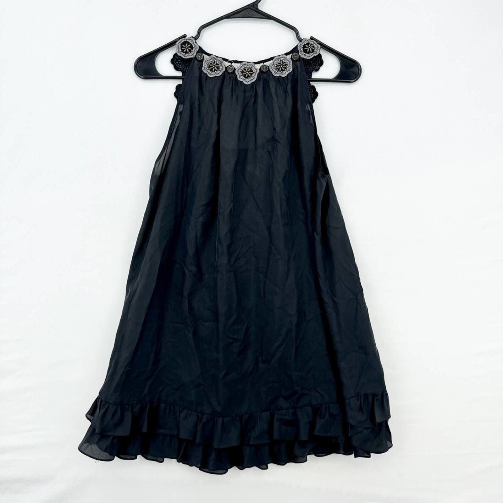 Rebecca Taylor Rebecca Taylor 100% Silk Sleeveless Boho Blk VNeck Blouse 6 Size M / US 6-8 / IT 42-44 - 5 Thumbnail