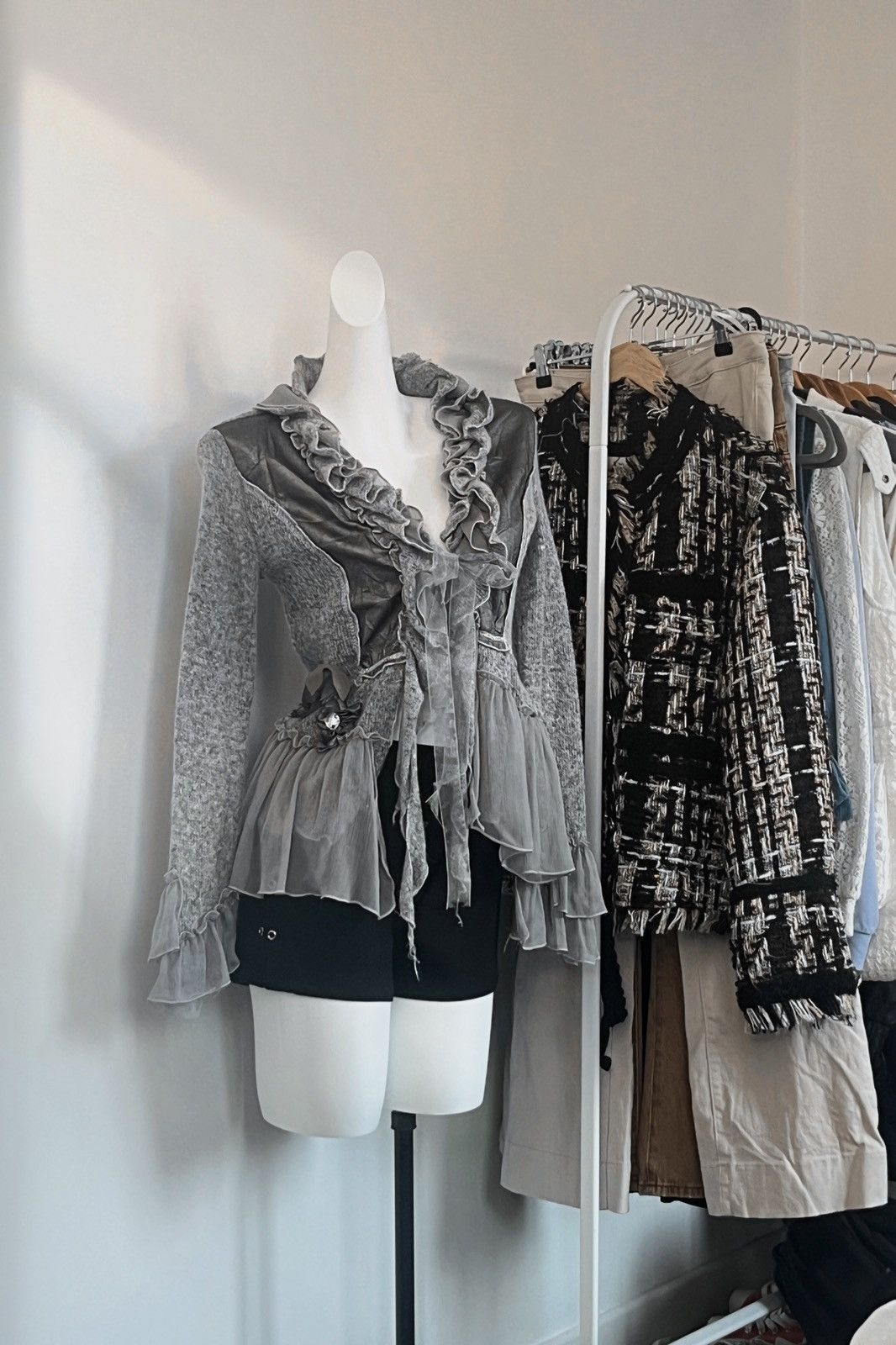 Other × Vintage Unique alternative gray Y2K style Knitted Cardigan Size S / US 4 / IT 40 - 1 Thumbnail