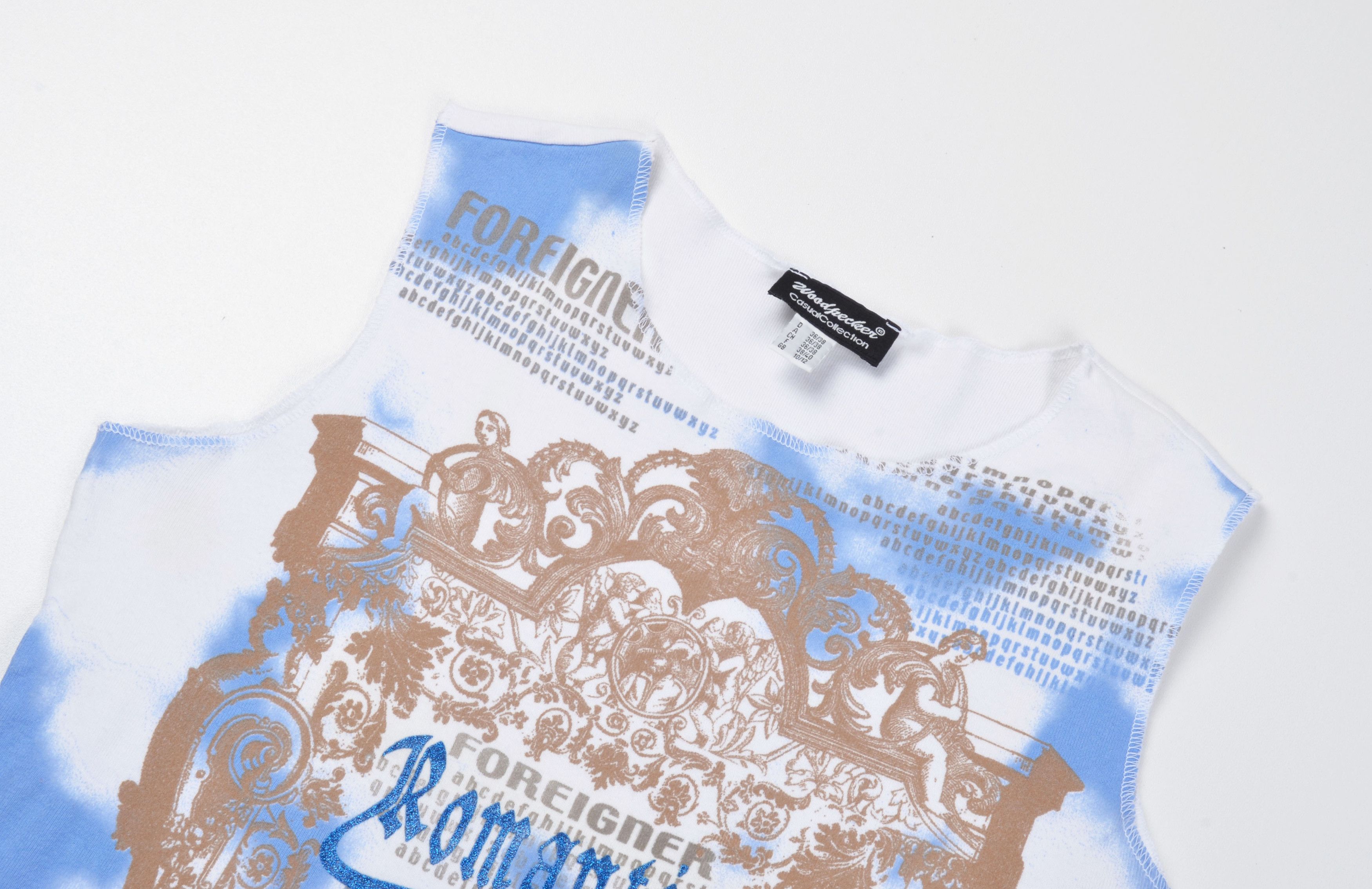Vintage Foreigner Romantica Graphic Blue Tie Dye Y2K Tank Top Size M / US 6-8 / IT 42-44 - 4 Thumbnail
