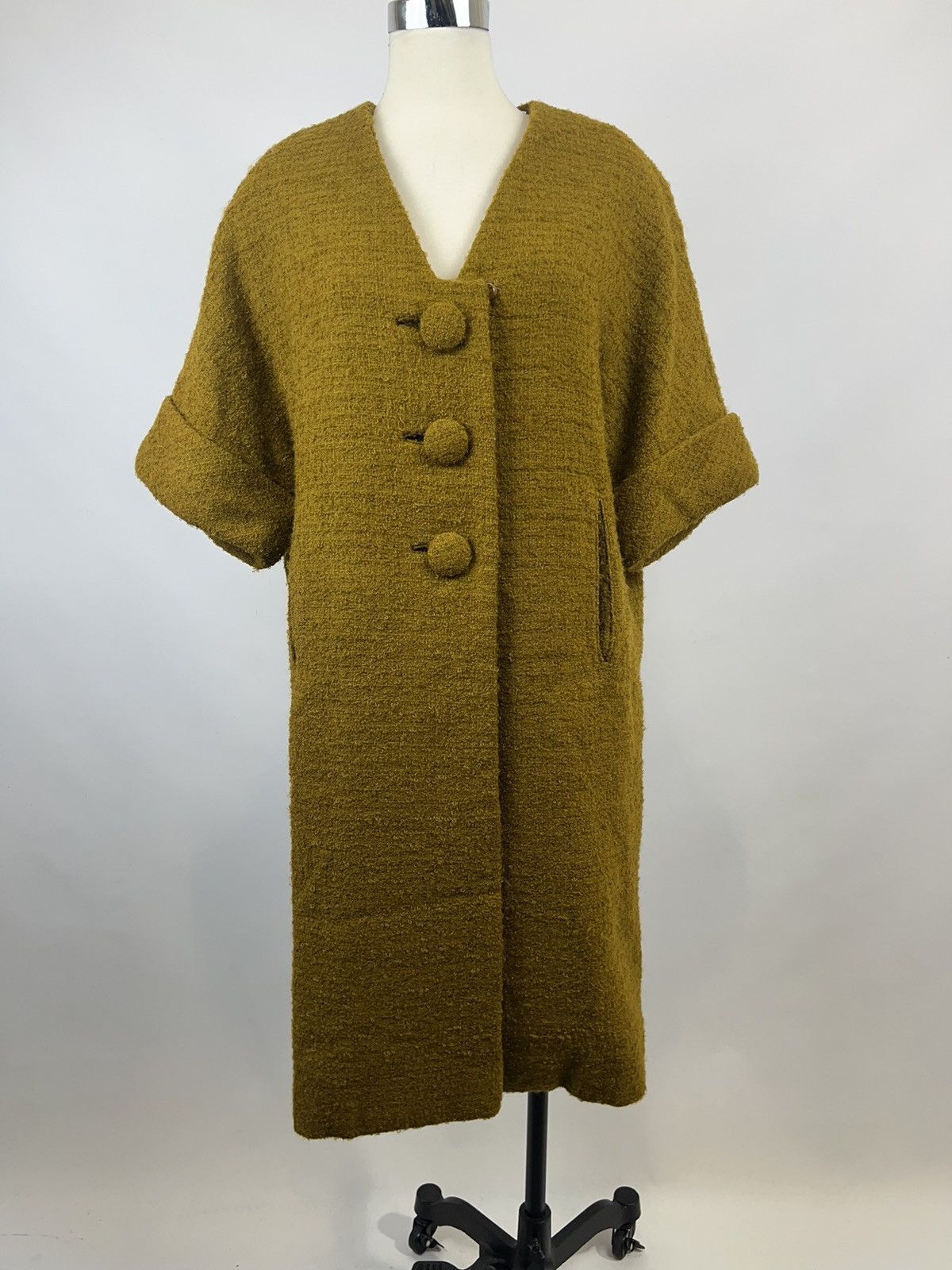 image of Vintage 50S 60S Mr Blackwell Mustard Wool Batwing Coat, Women's