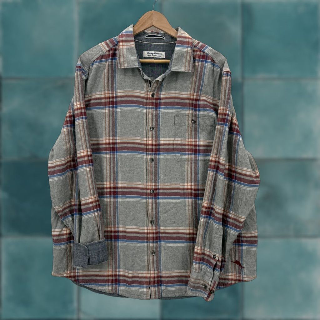 Tommy Bahama Tommy Bahama Shirt Mens Extra Large Gray Plaid Canyon Beach Flannel Button Front Shirt Size US XL / EU 56 / 4 - 1 Thumbnail