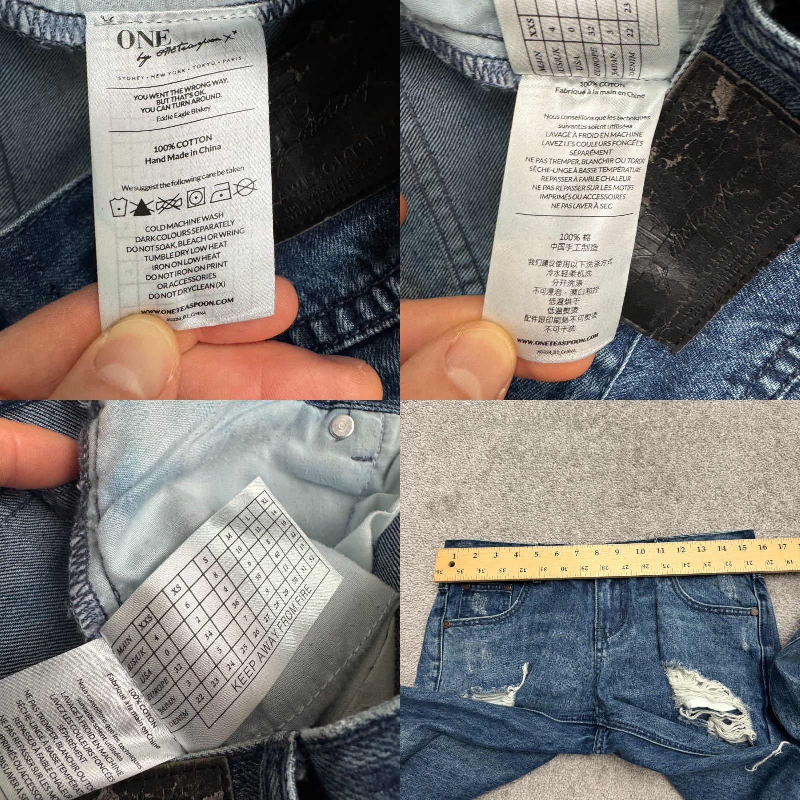 Vintage One Teaspoon Jeans Boyfriend Distressed Denim Womens 26 Blue 5-Pocket Regular 100% Cotton City Outdoor Streetwear Vintage No Environment? Size 26" / US 2 / IT 38 - 8 Thumbnail